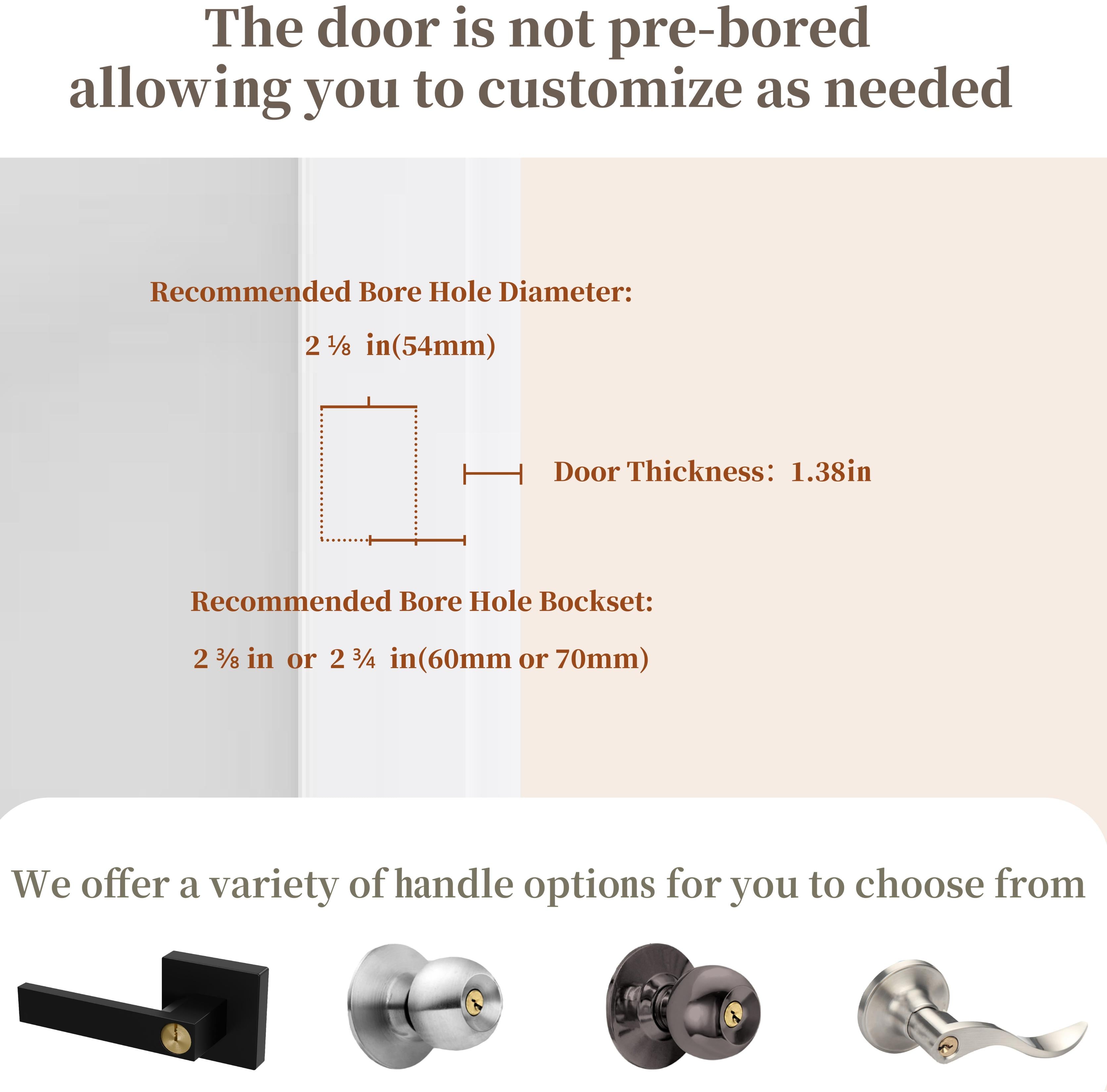 TENONER Black MDF 5-Lite Clear Glass Interior Door Slab for Living Room, Bedroom, Hallway – Durable, Easy to Install, with Handle