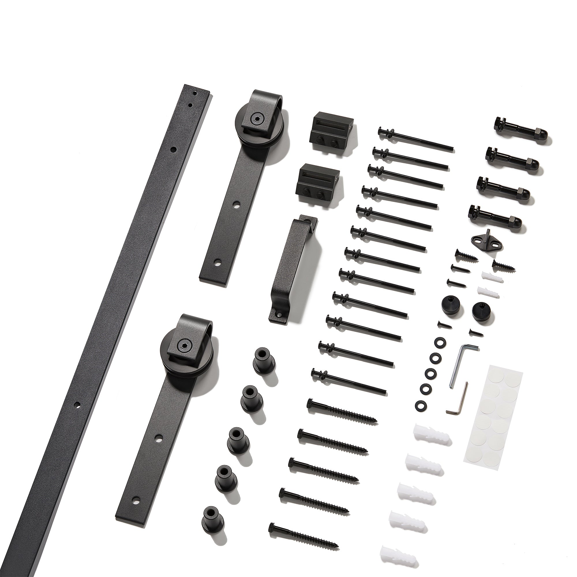 TENONER Black Diagonal Stripes MDF 4 Panel Single/Double Sliding Barn Door for Living Rooms, Bedrooms, Laundry – Waterproof, Privacy Protection with Barn Door Hardware Kits