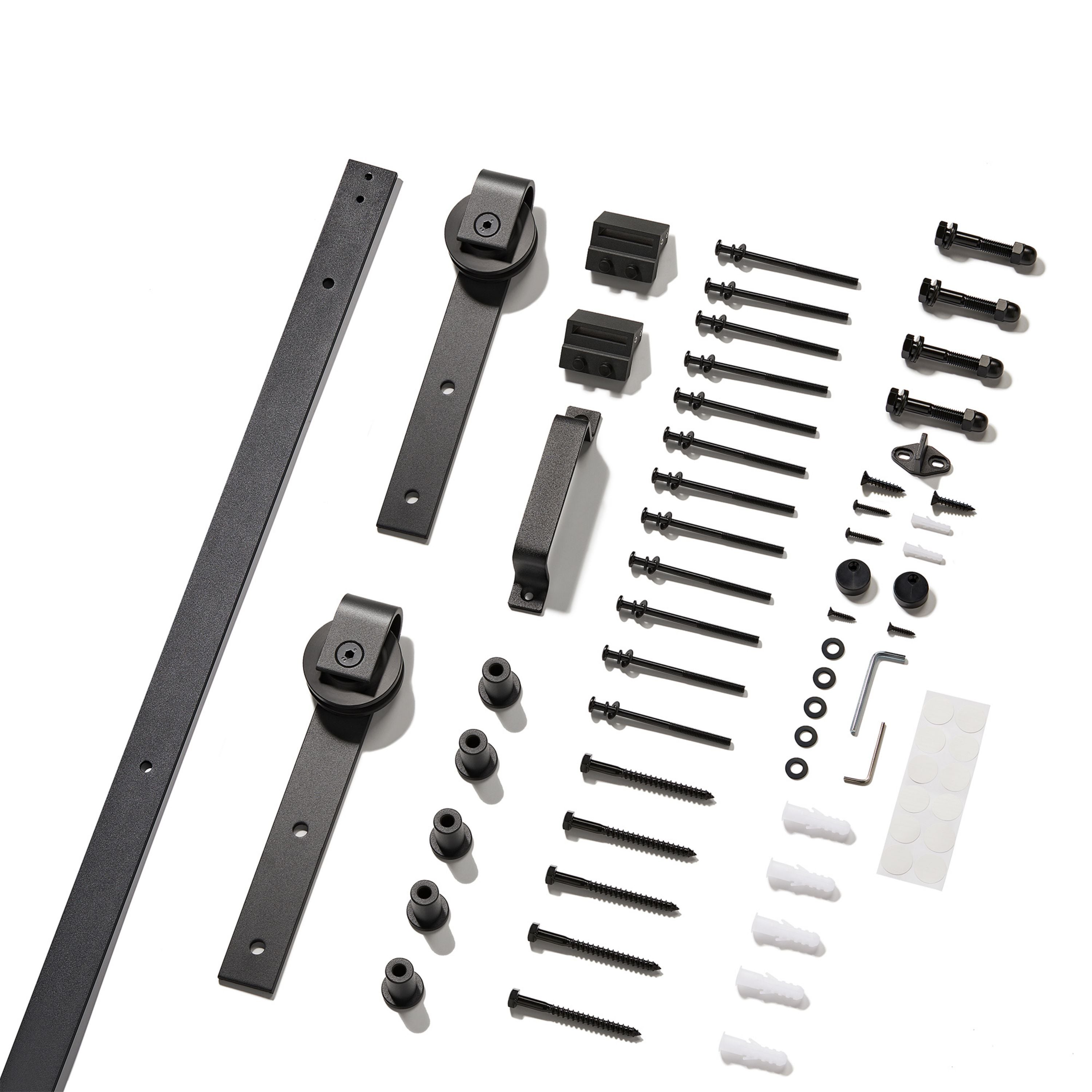 TENONER Black MDF 4 Panel Single/Double Sliding Barn Door for Closet, Bedroom, Laundry - Privacy Protection, Easy Cleaning With Barn Door Hardware Kits(Disassembled)