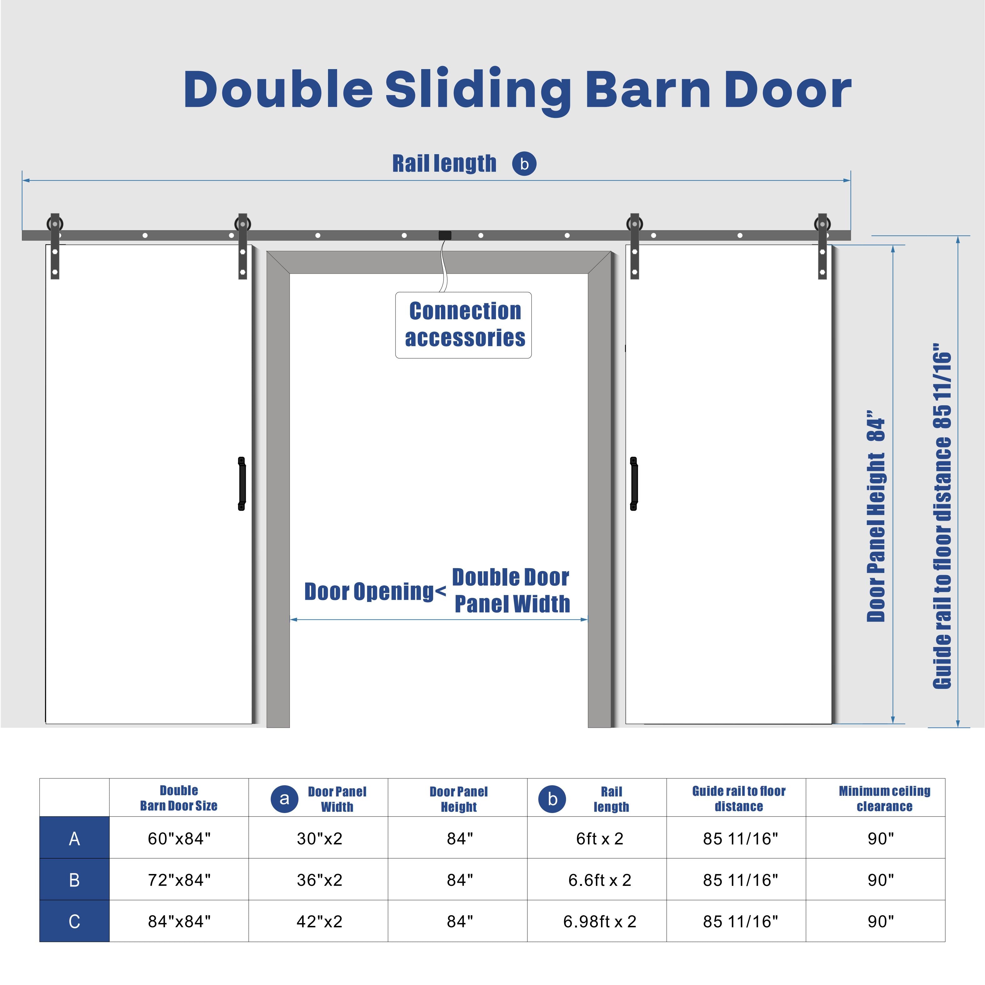 TENONER Grey MDF V-Frame Single/Double Sliding Barn Door for Living Rooms, Bedrooms, Closet – Pre-Drilled Easy to Assemble, Privacy Protection with Barn Door Hardware Kits