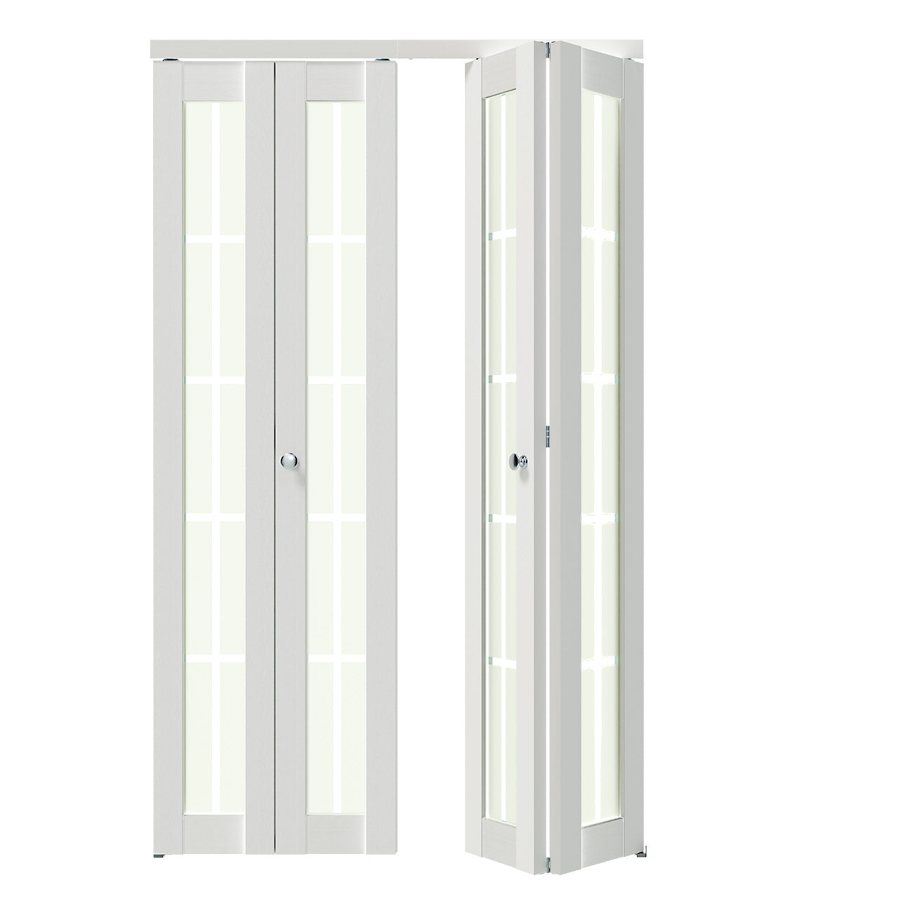TENONER White MDF 10-Lite Silk-Screened Frosted Glass Bi-Fold Door for Closet, Laundry Room, Bathroom - Privacy Protection and Space-Saving with Hardware Kits