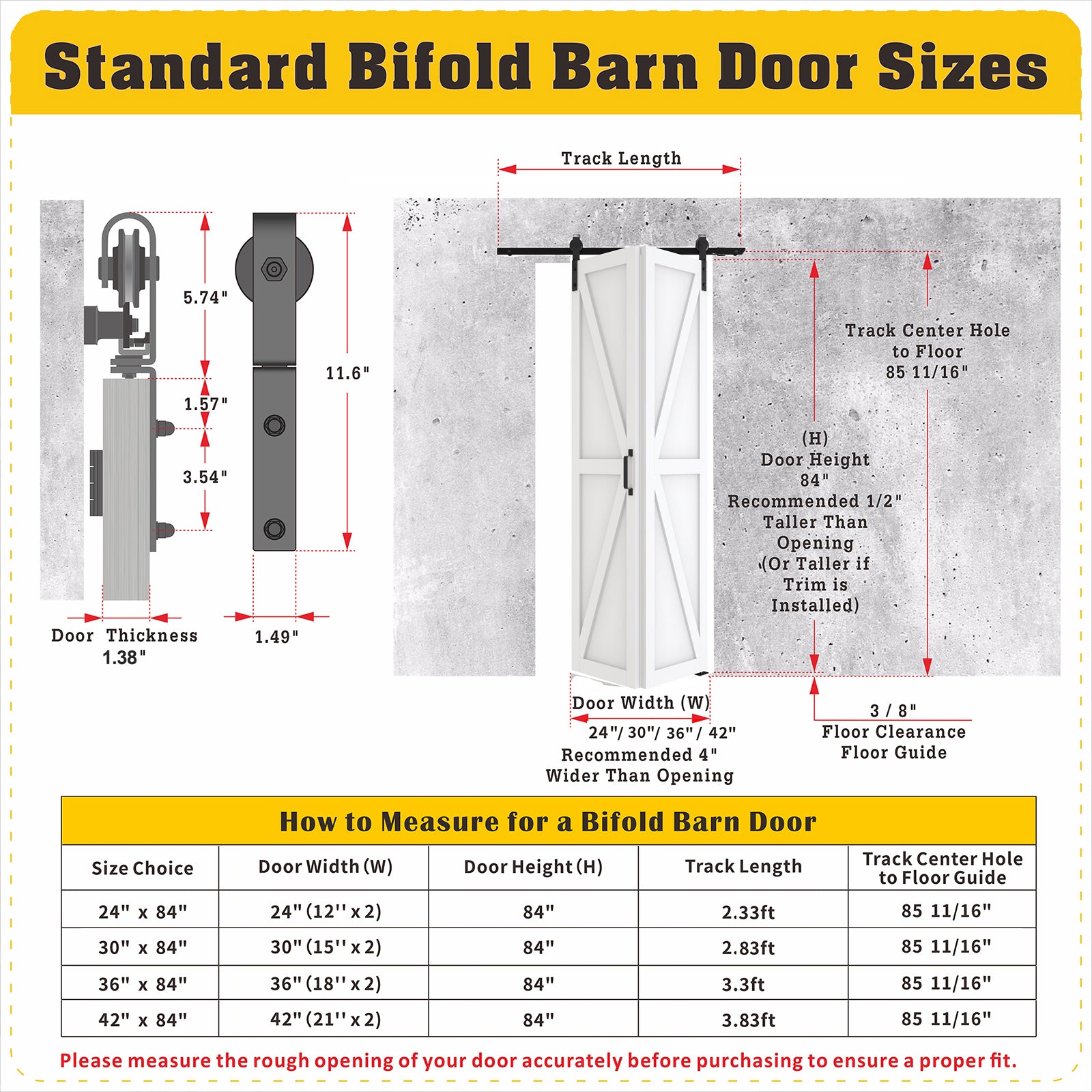 TENONER White MDF K-Shaped Bi-Fold Sliding Barn Door for Closet, Pantry, Laundry Room - Space-Saving and Smooth Operation with Hardware Kits