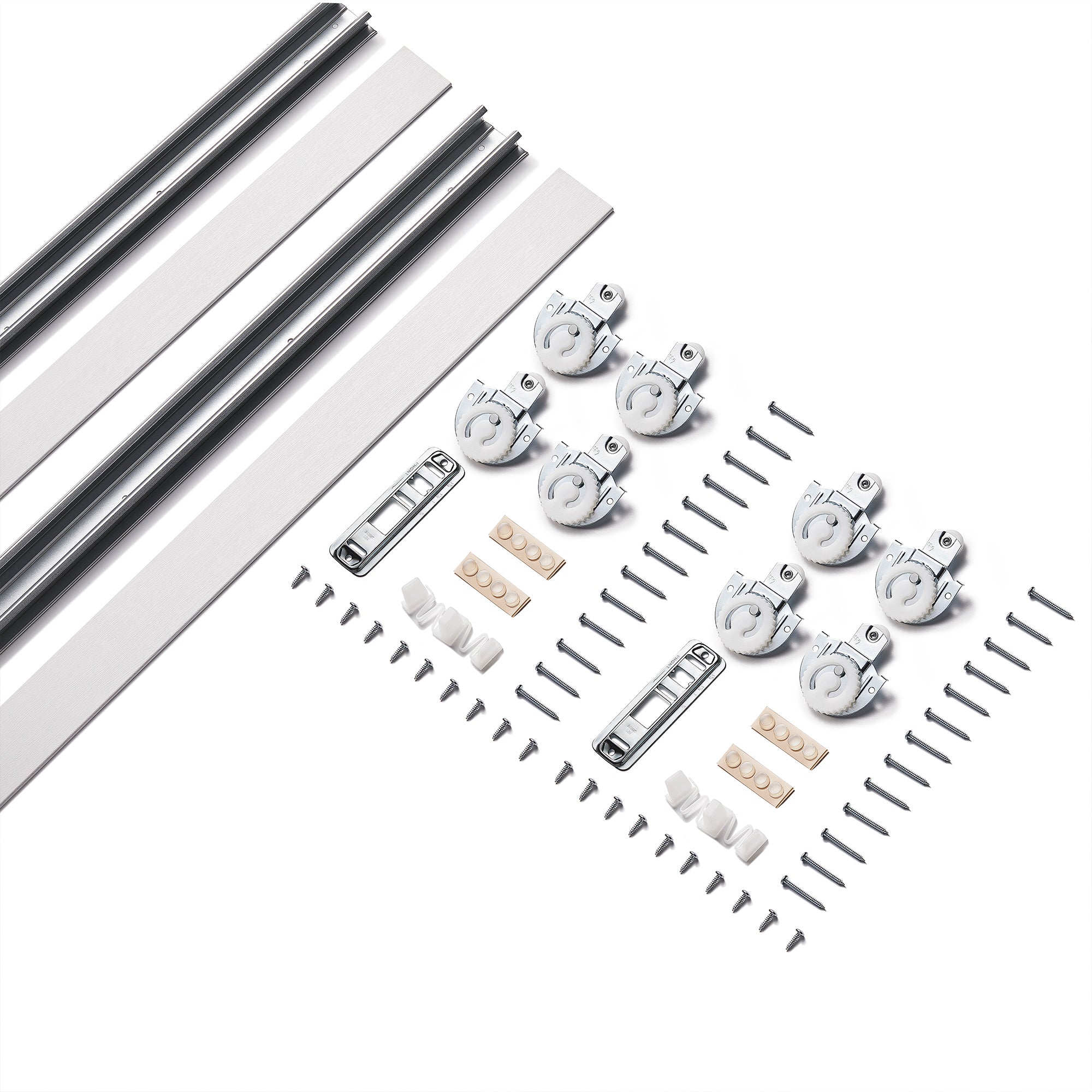 TENONER White MDF 1-Lite Frosted Glass Single/Double Sliding Closet Door for Bedroom, Closet, and Pantry - Space-Saving, Privacy Enhancing with Hardware Track Kit & Floor Guide