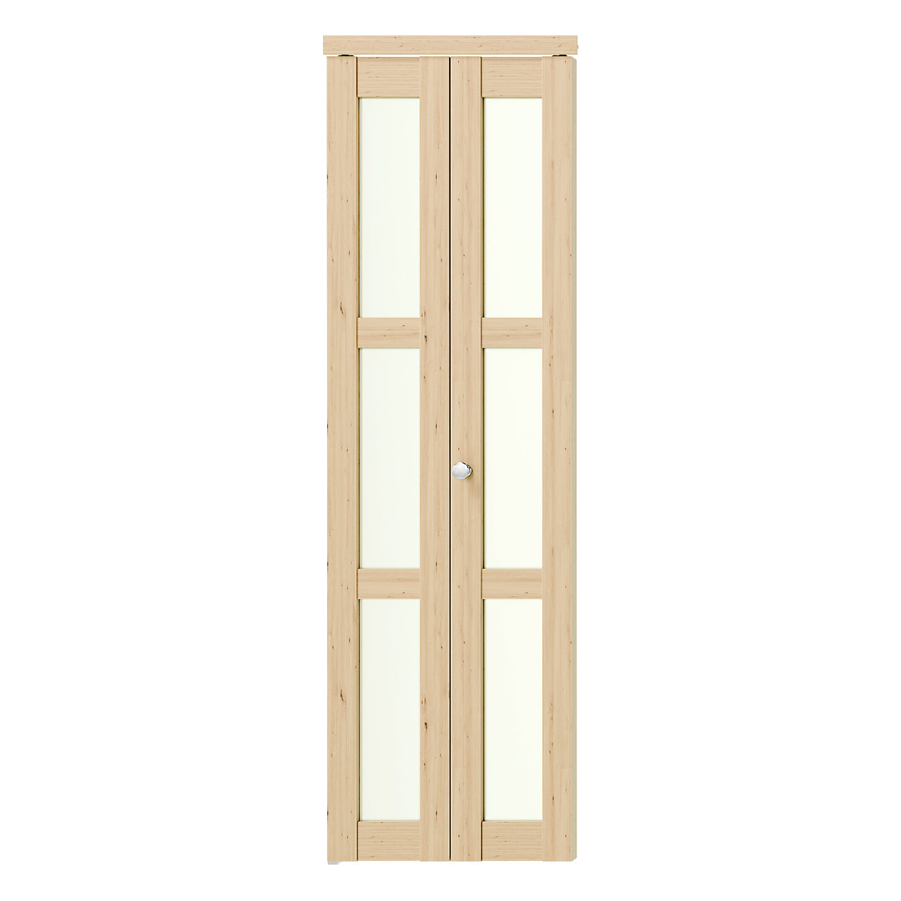 TENONER Pine Color MDF 3-Lite Frosted Glass Bi-Fold Door for Closet, Laundry Room, Bathroom - Privacy Protection and Space-Saving with Hardware Kits