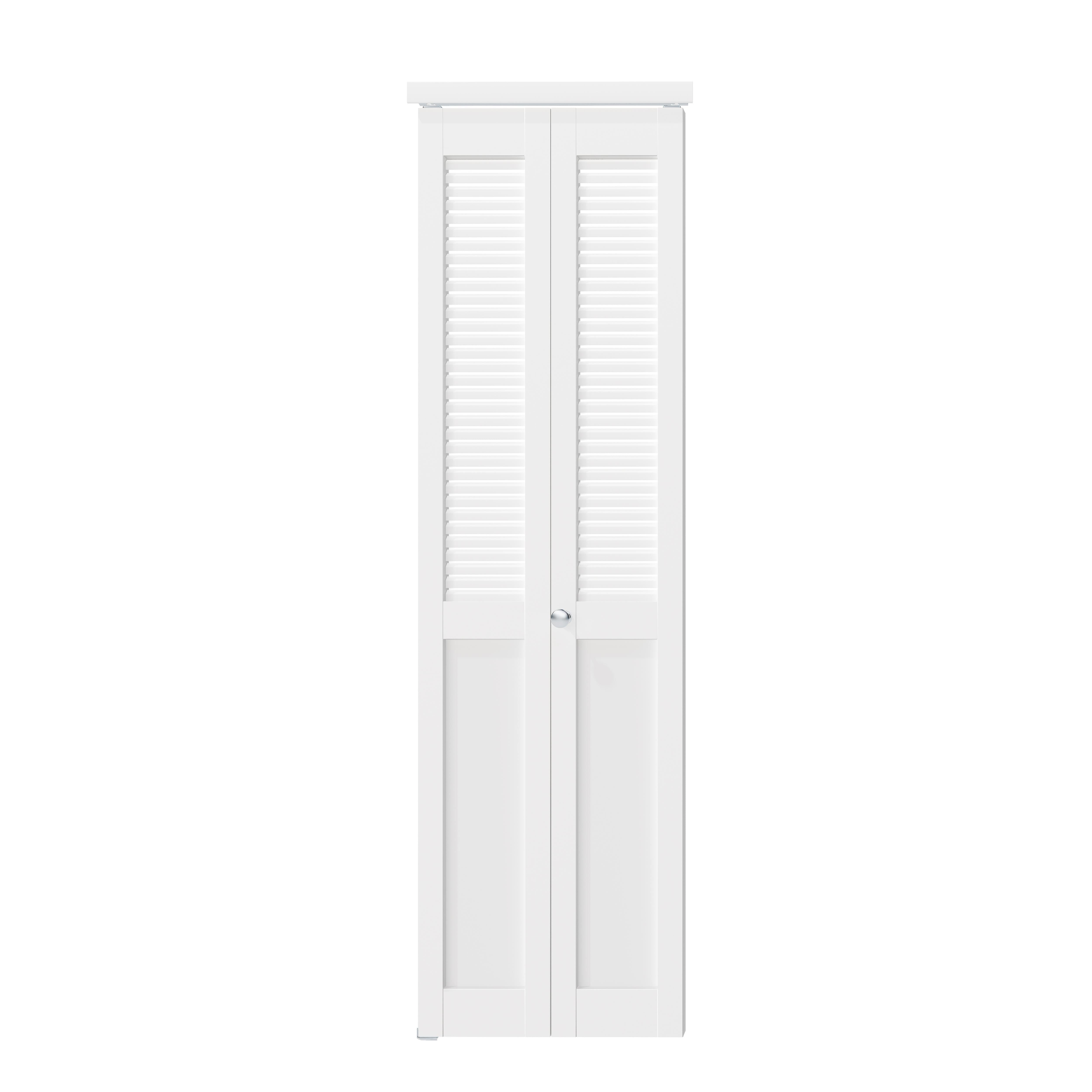 TENONER White MDF Half Louvered Bi-Fold Interior Door for Closet, Pantry, Laundry Room - Ventilation-Friendly, Space-Saving with Hardware Kits
