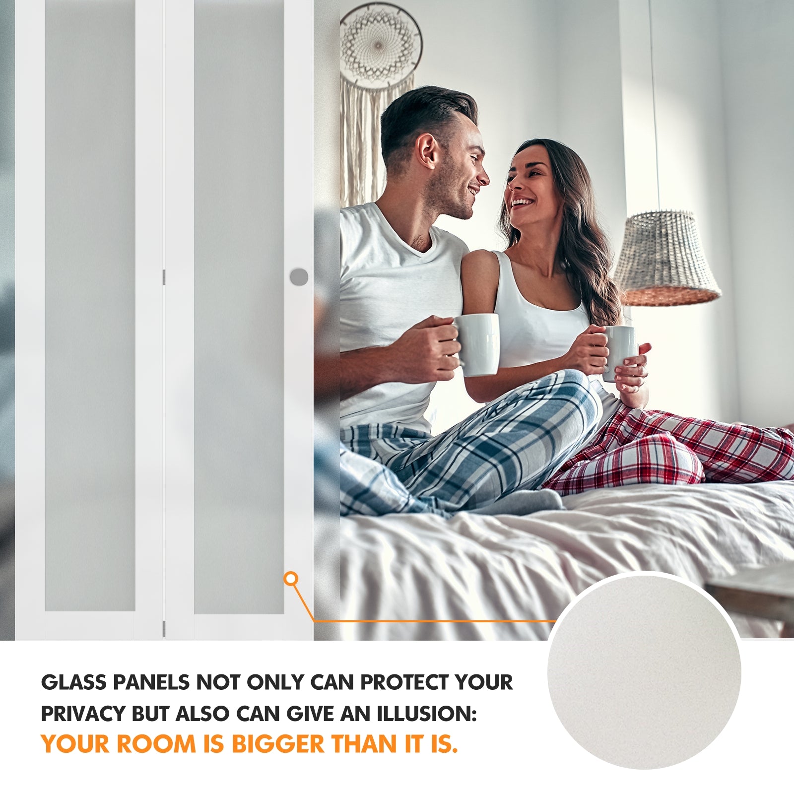 TENONER White MDF 10-Lite Silk-Screened Frosted Glass Bi-Fold Door for Closet, Laundry Room, Bathroom - Privacy Protection and Space-Saving with Hardware Kits