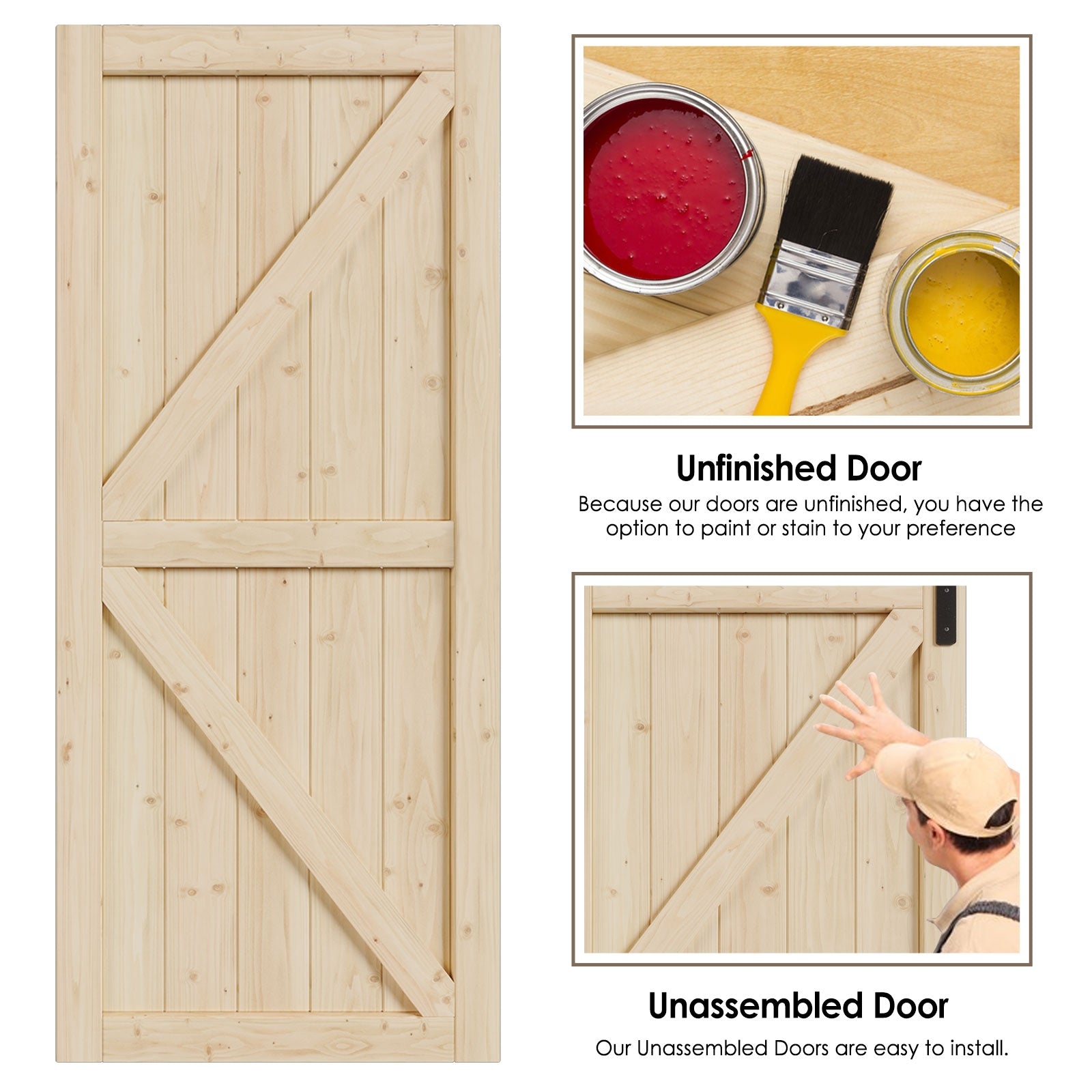 TENONER Pine Color K-Shaped Bi-Fold Sliding Barn Door for Closet, Wardrobe, Bedroom - Space-Saving and Privacy Protection with Hardware Kits