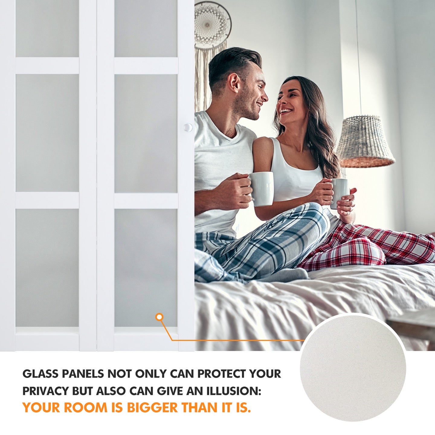 TENONER White MDF 1-Lite Mirrored Glass Bi-Fold Interior Door for Closet, Bedroom, Laundry Room - Brightening Effect, Perfect for Dressing Design with Hardware Kits
