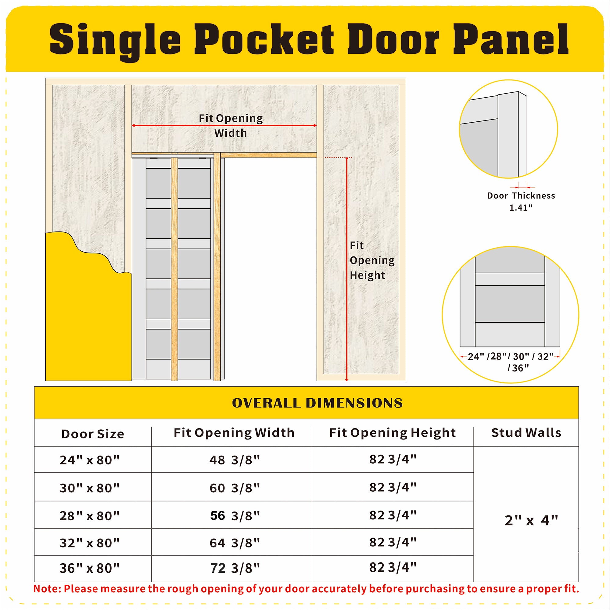 TENONER White MDF 1-Lite Double-Sided Mirror Glass Sliding Pocket Door for Bedroom, Closet, and Hallway - Space-Saving, No Panel Assembly Required with Frame and Hardware Kits