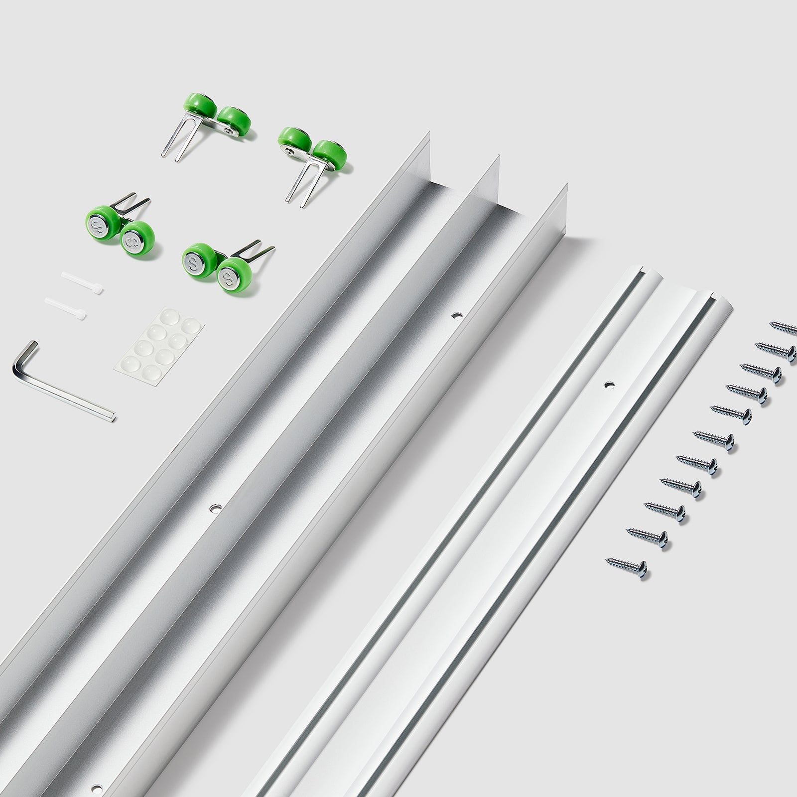 TENONER White MDF 1-Lite Mirror Aluminum Frame Sliding Closet Door for Bedroom, Closet, and Livingroom - Space-Saving , Durable with Hardware Track Kit & Floor Guide