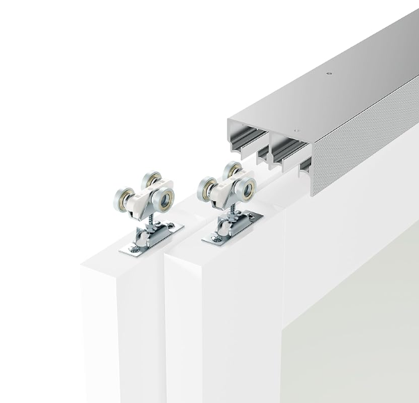 Tenoner Silver Aluminum Bypass Sliding Door Hardware Kit, Double Track Bypass Closet Door Hardware - Smoothly and Quietly