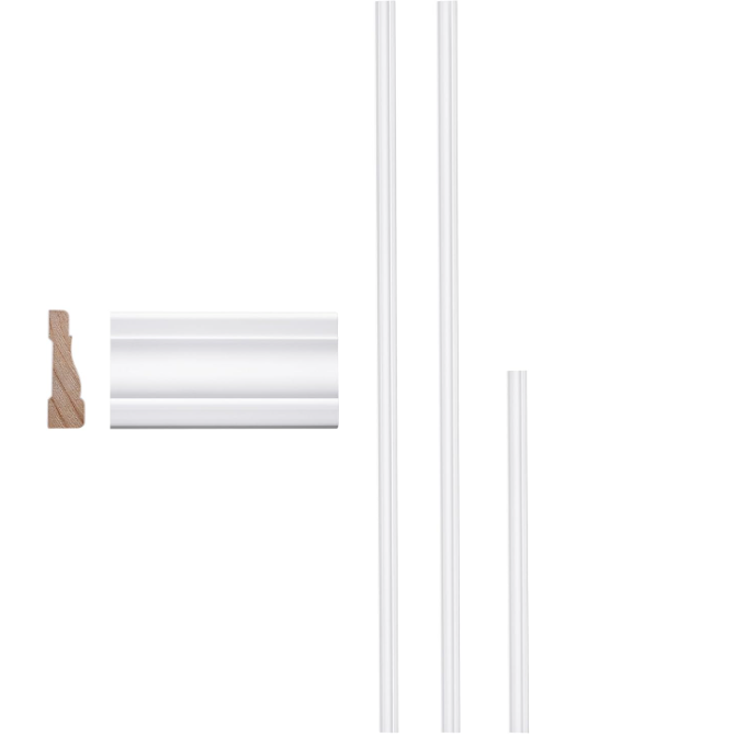 Tenoner White Solid Pine Wood Prefinished 3-Piece Solid Door Casing, Primed Finger Jointed Door Jamb Casing for Interior Doors