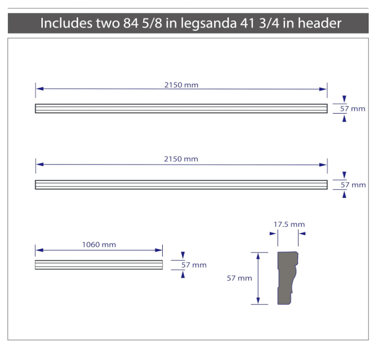 Tenoner White Solid Pine Wood Prefinished 3-Piece Solid Door Casing, Primed Finger Jointed Door Jamb Casing for Interior Doors
