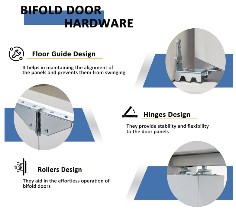 TENONER White MDF 1/2-Lite Mirrored Glass Bi-Fold Interior Door for Closet, Pantry, Laundry Room - Ventilation-Friendly, Space-Saving with Hardware Kits