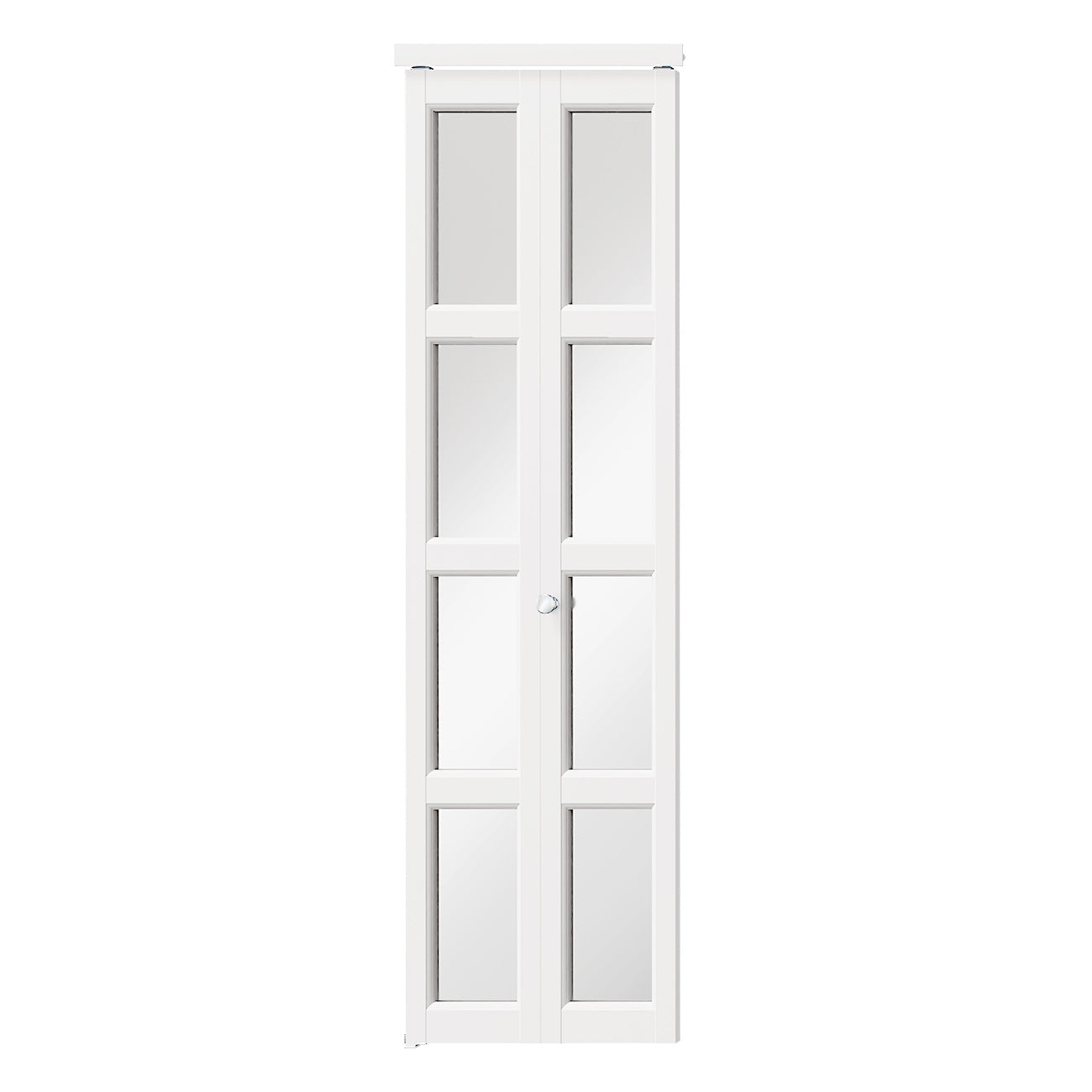 TENONER White MDF 4-Lite Mirror Glass Bi-Fold Door for Closet, Laundry Room, Bathroom - Light Enhancing and Space-Saving with Hardware Kits