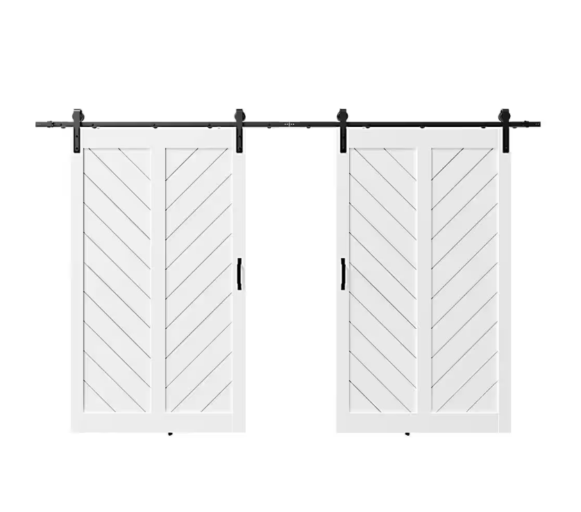 TENONER White MDF V-Frame Single/Double Sliding Barn Door for Living Room, Bedroom, Laundry – Easy Installation, Privacy Protection with Barn Door Hardware Kits
