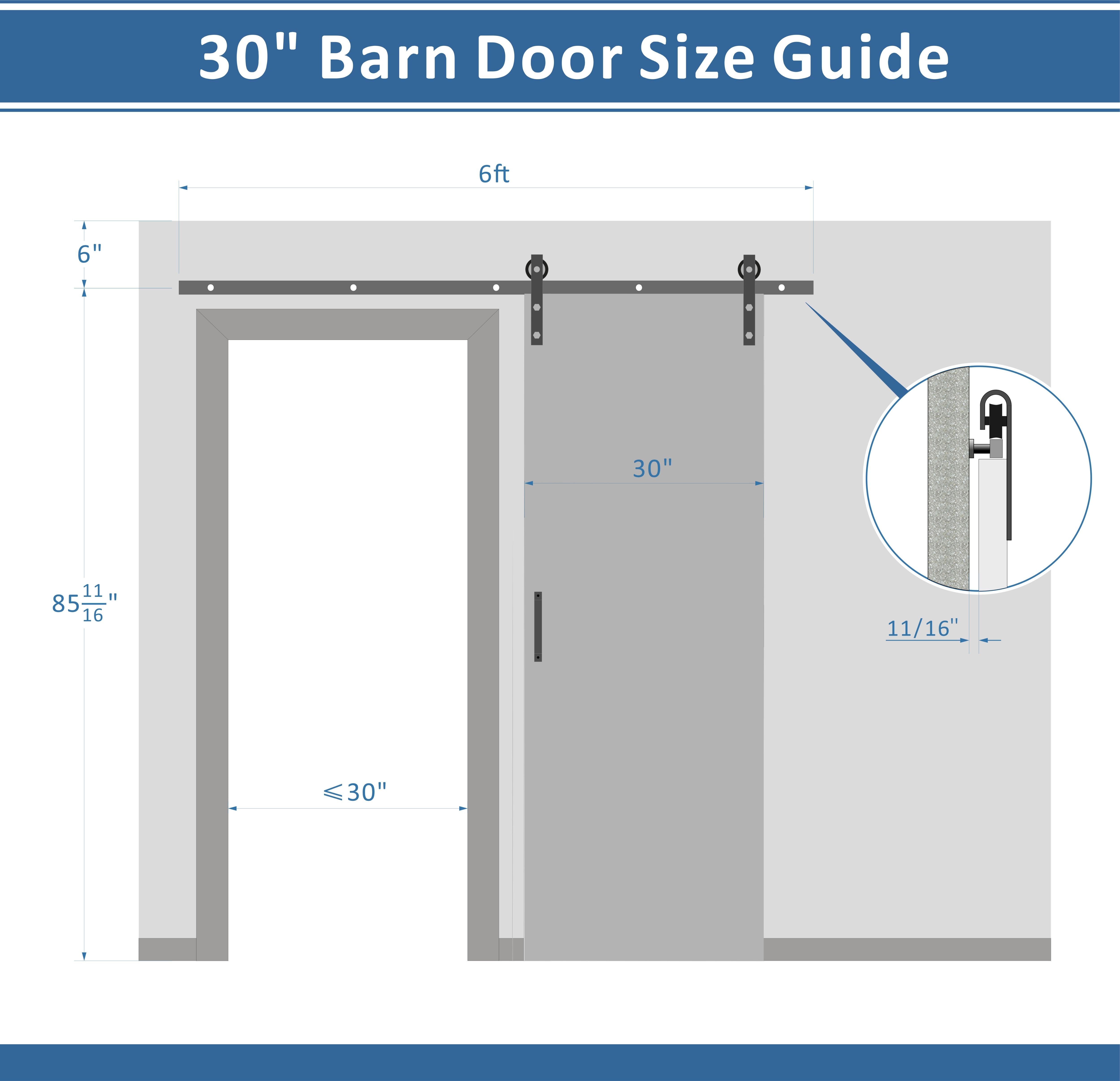 TENONER White Diagonal Stripes MDF 4 Panel Single/Double Sliding Barn Door for Living Rooms, Bedrooms, Laundry – Waterproof, Privacy Protection with Barn Door Hardware Kits