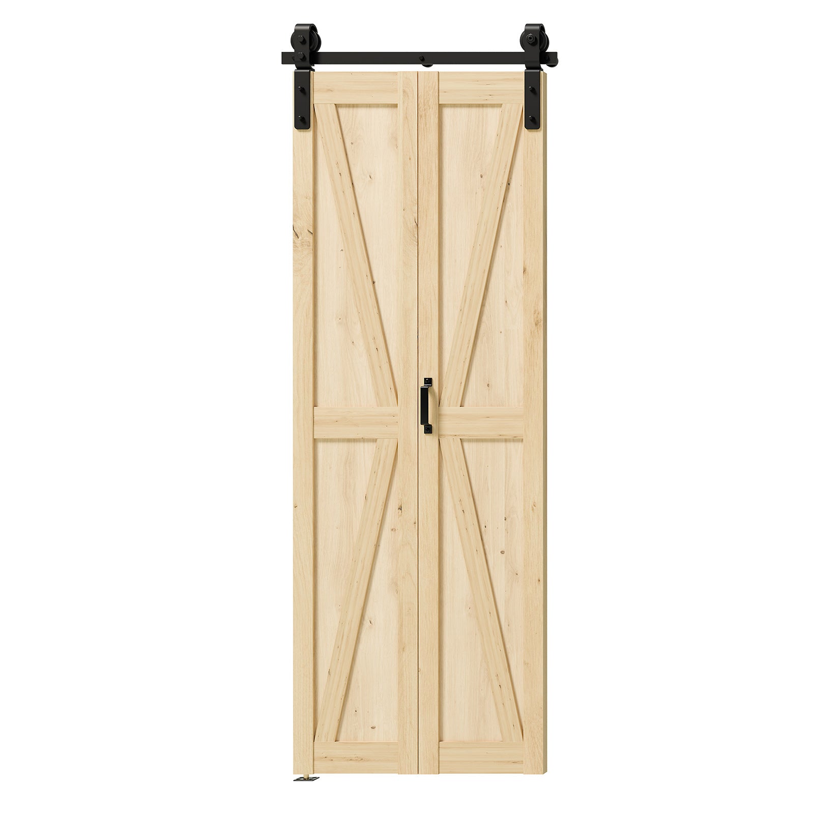 TENONER Pine Color K-Shaped Bi-Fold Sliding Barn Door for Closet, Wardrobe, Bedroom - Space-Saving and Privacy Protection with Hardware Kits