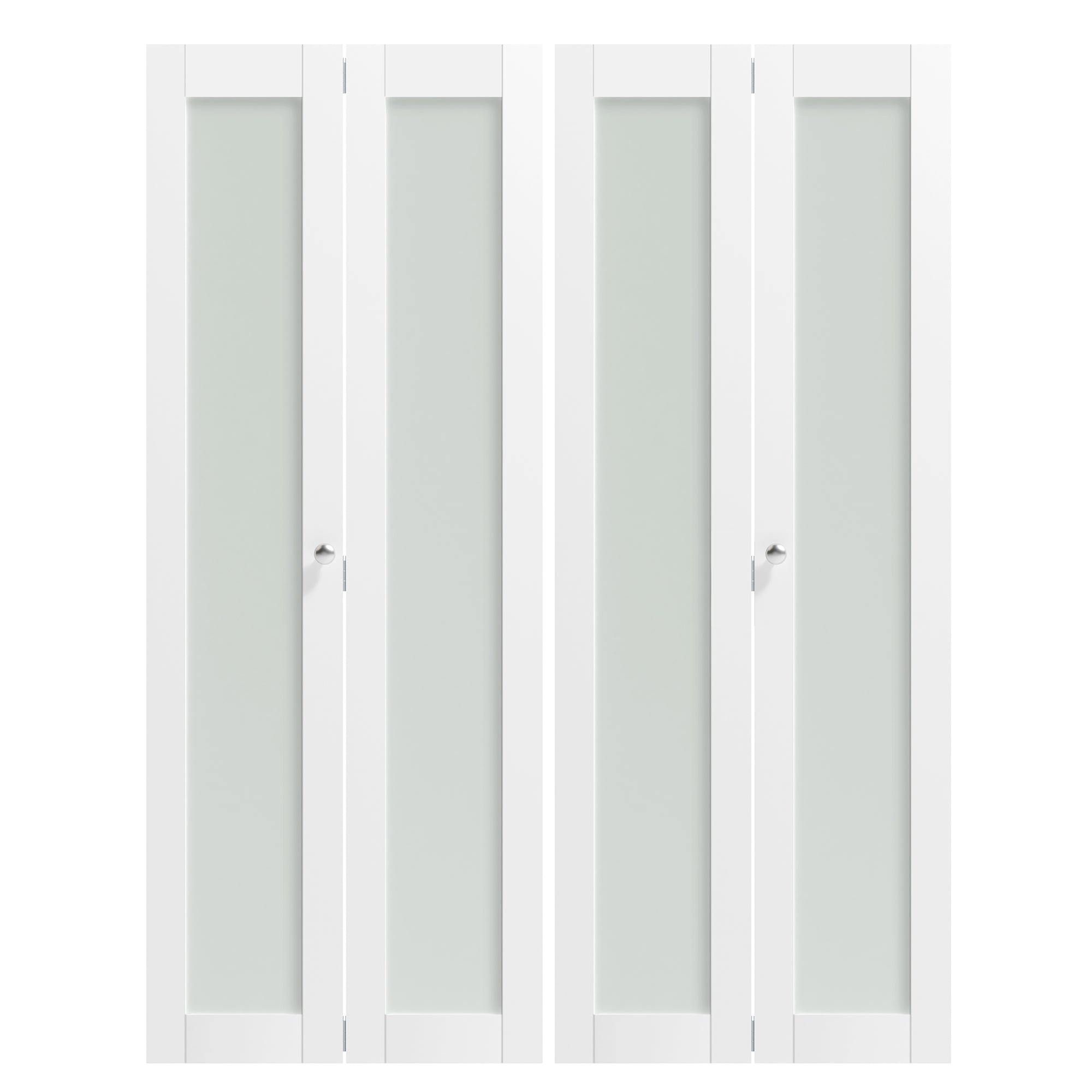 TENONER White MDF 1-Lite Frosted Glass Bi-Fold Door for Closet, Bathroom, Bedroom - Privacy Protection , Water-Resistant with Hardware Kits