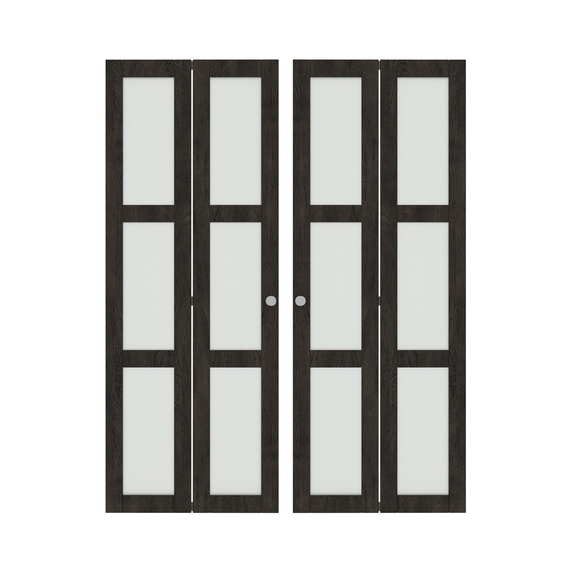 TENONER Gray Brown MDF 3-Lite Frosted Glass Bi-Fold Door for Closet, Pantry, Bedroom - Space-Saving, Water-Resistant with Hardware Kits