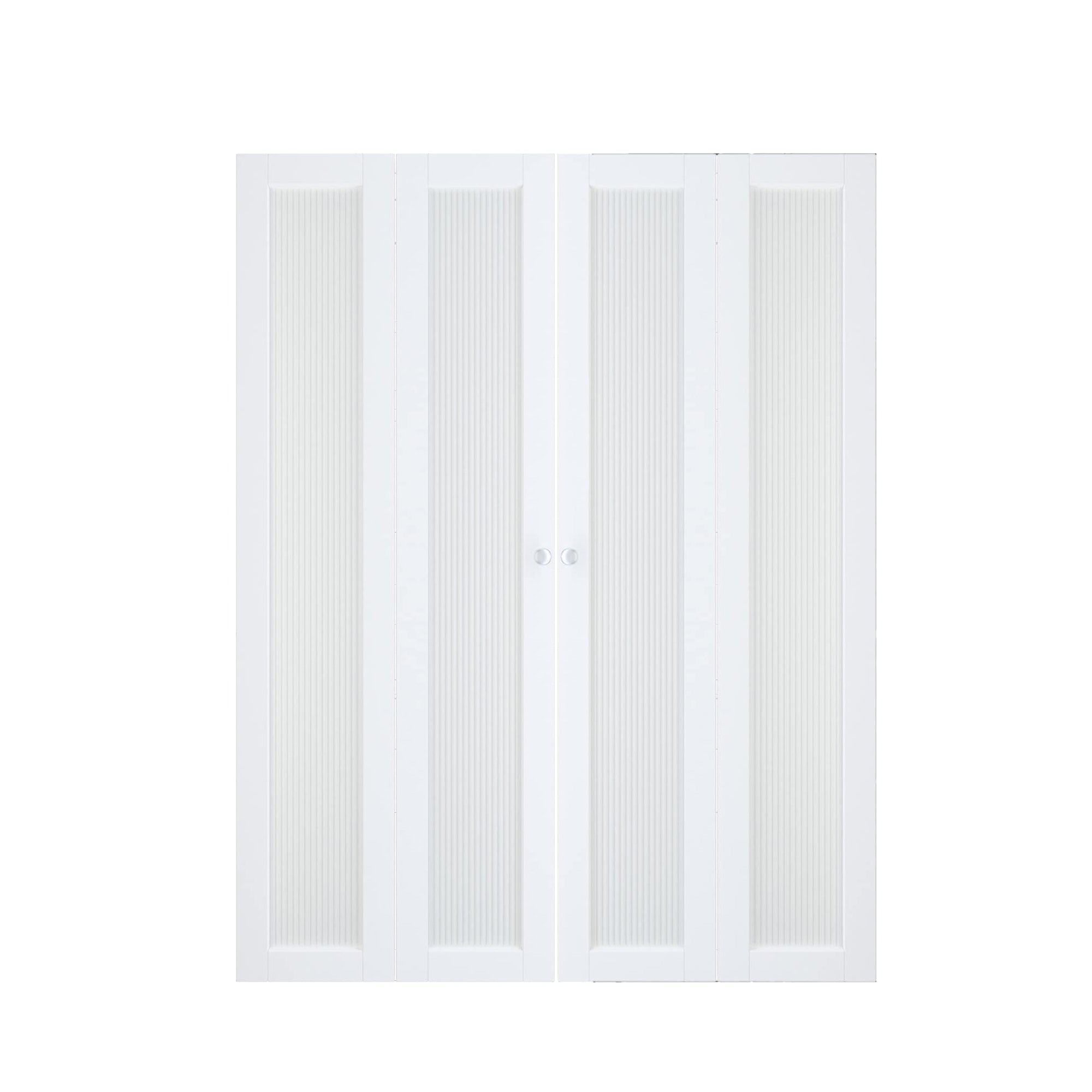 TENONER White MDF 1-Lite Reeded Glass Bi-Fold Door for Closet, Wardrobe, Office - Privacy Protection, Water-Resistant with Hardware Kits