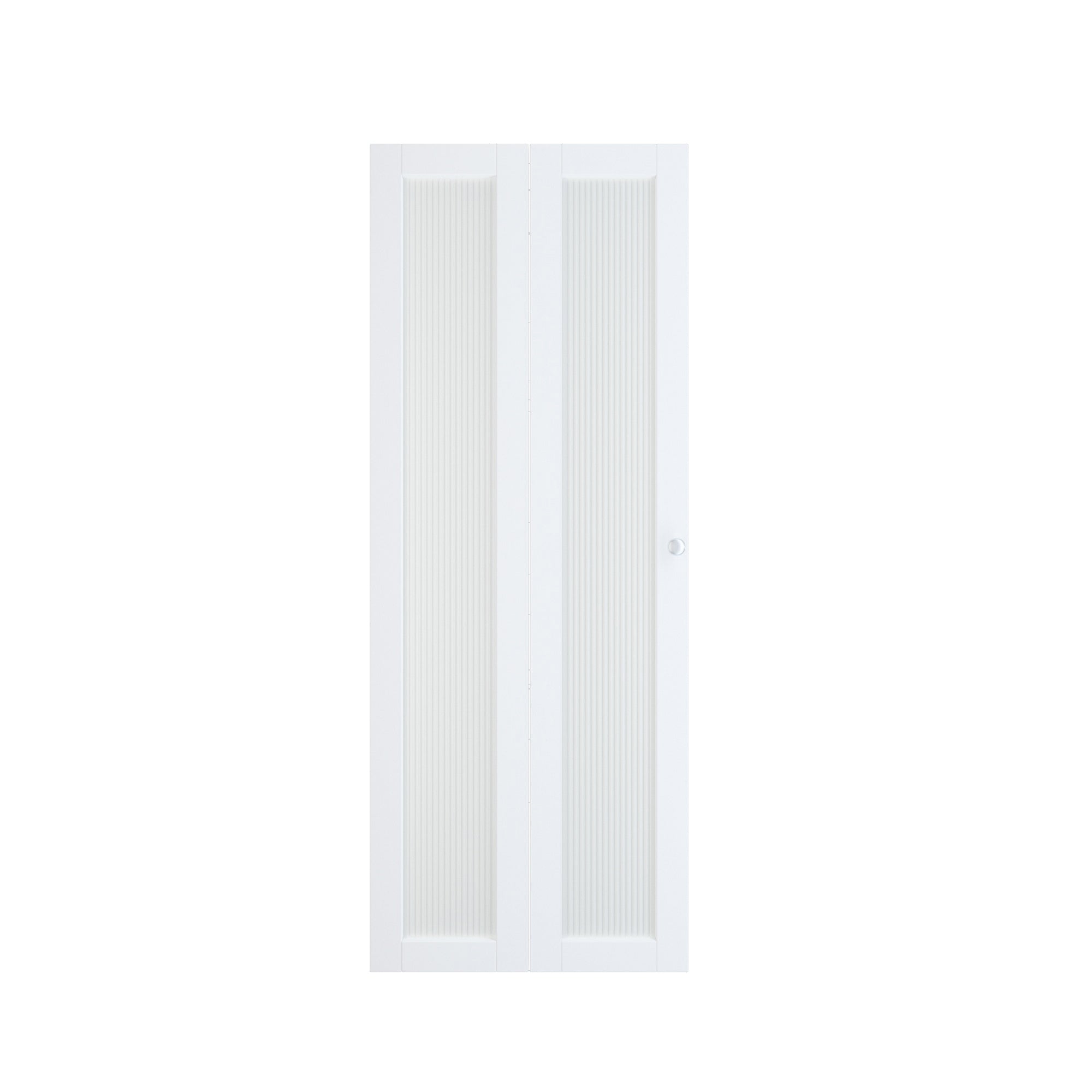 TENONER White MDF 1-Lite Reeded Glass Bi-Fold Door for Closet, Wardrobe, Office - Privacy Protection, Water-Resistant with Hardware Kits
