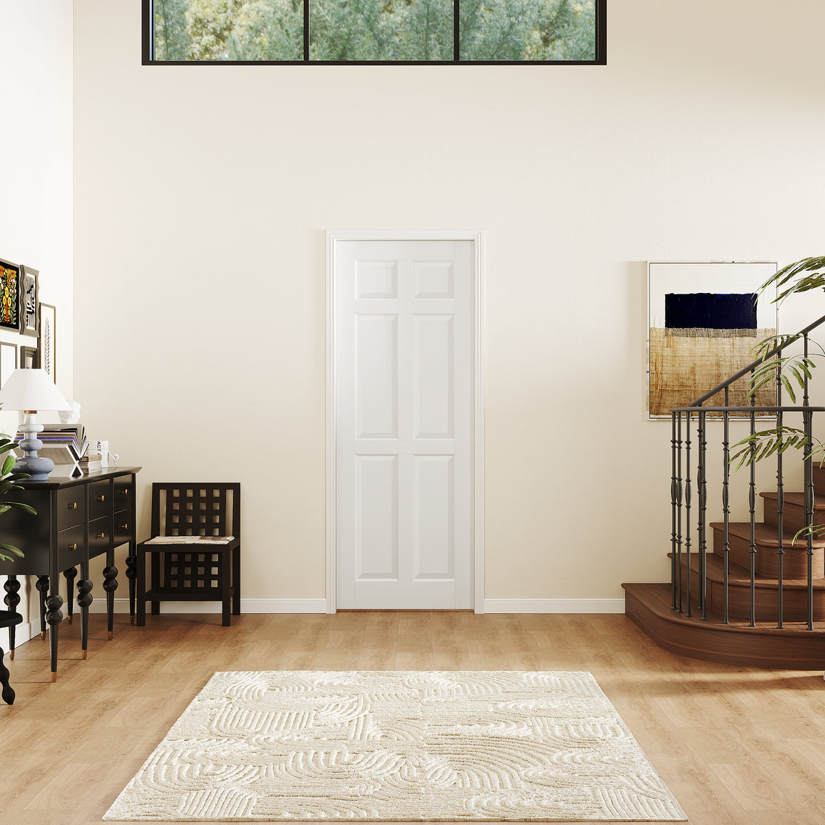 TENONER White Primed 6-Panel Veneered Interior Door Slab for Closet