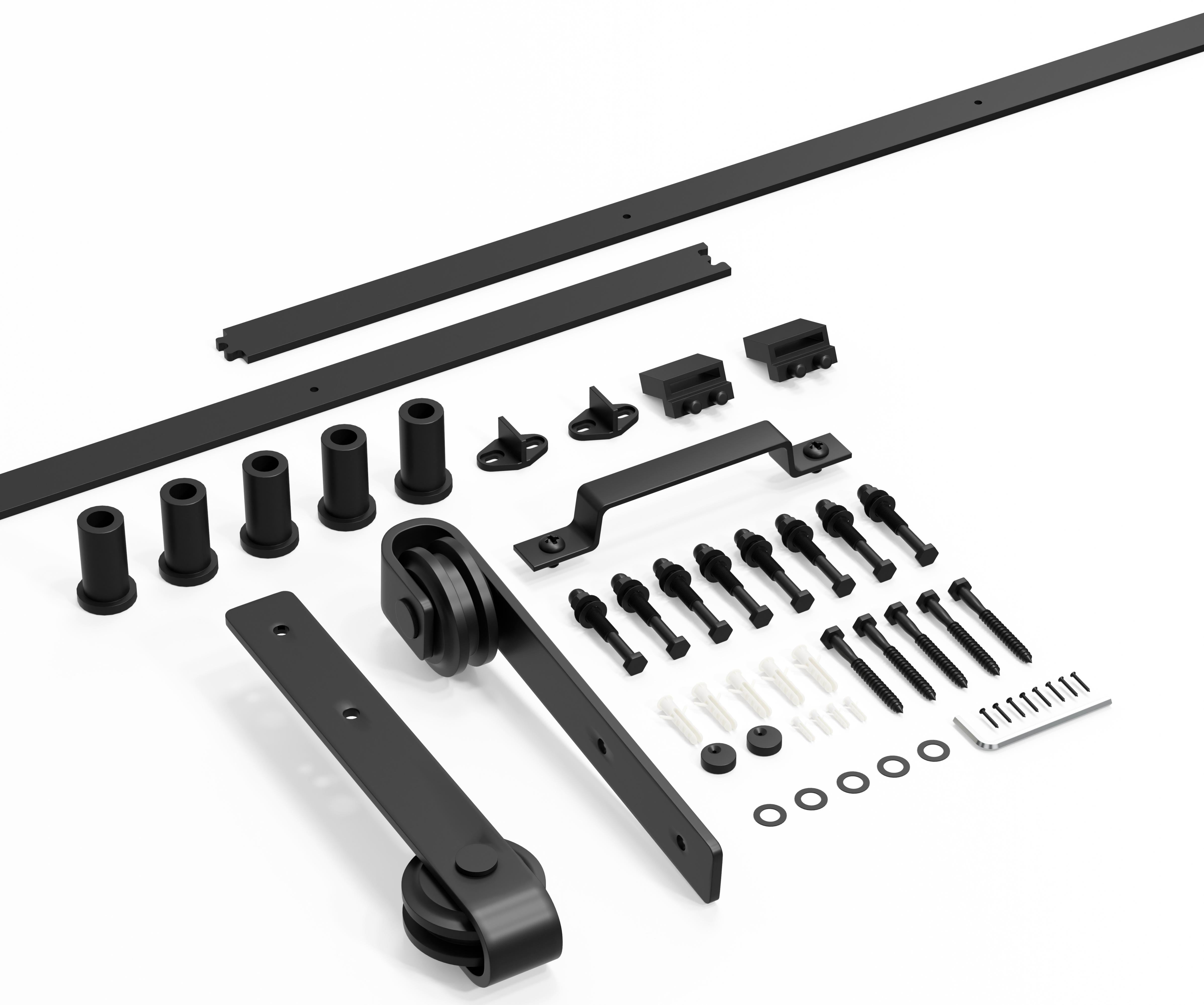 TENONER Black/Silver Sliding Barn Door Hardware Kit - Smoothly and Quietly