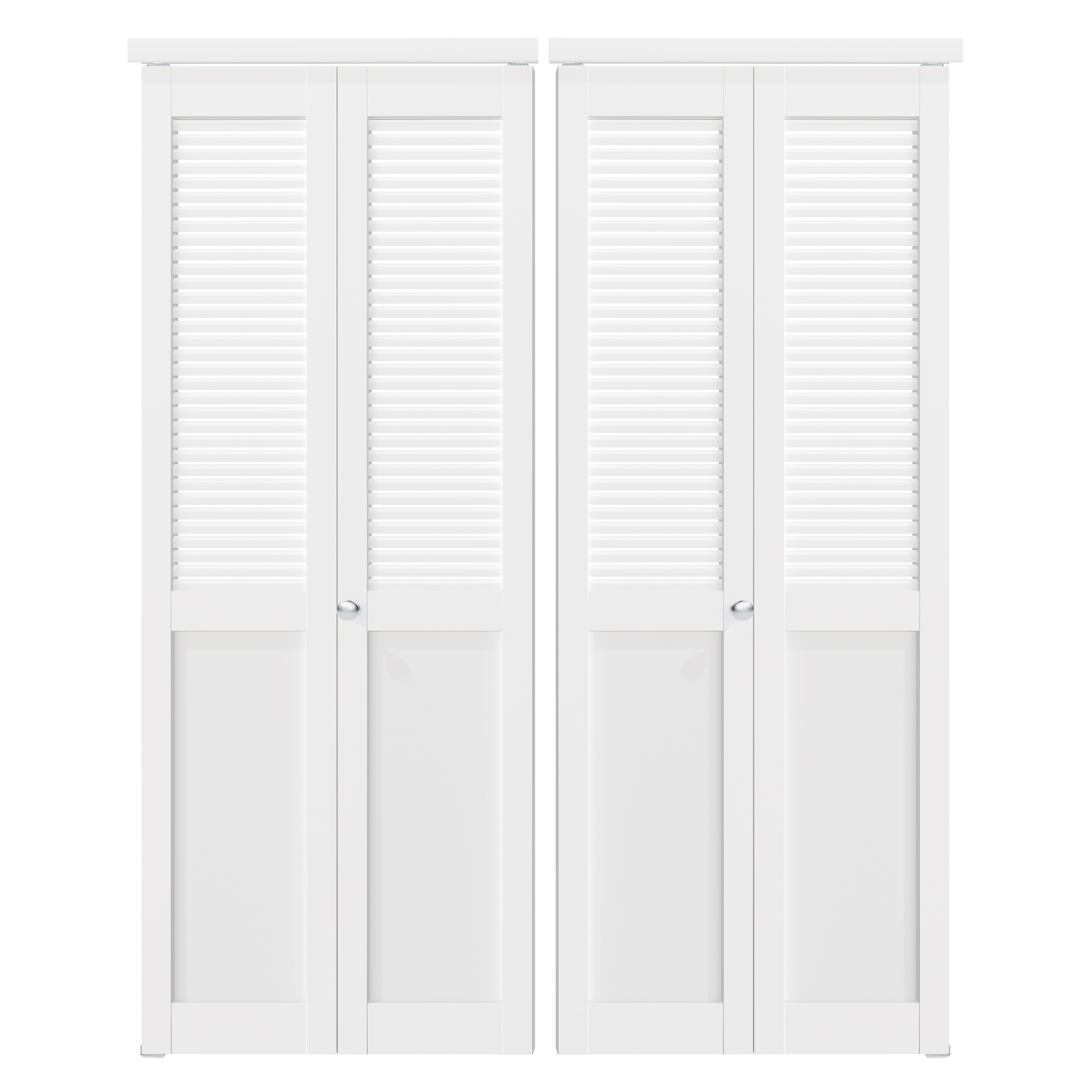 TENONER White MDF Half Louvered Bi-Fold Interior Door for Closet, Pantry, Laundry Room - Ventilation-Friendly, Space-Saving with Hardware Kits