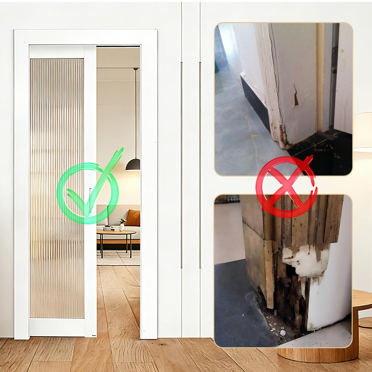 36 in Pine Wood White Pocket Door Frame
