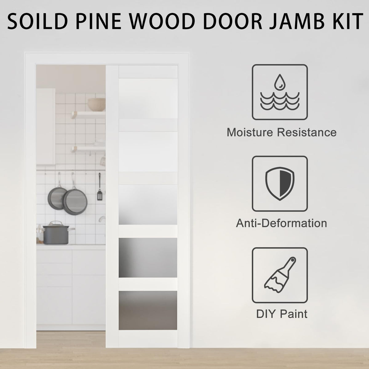 36 in Pine Wood White Pocket Door Frame