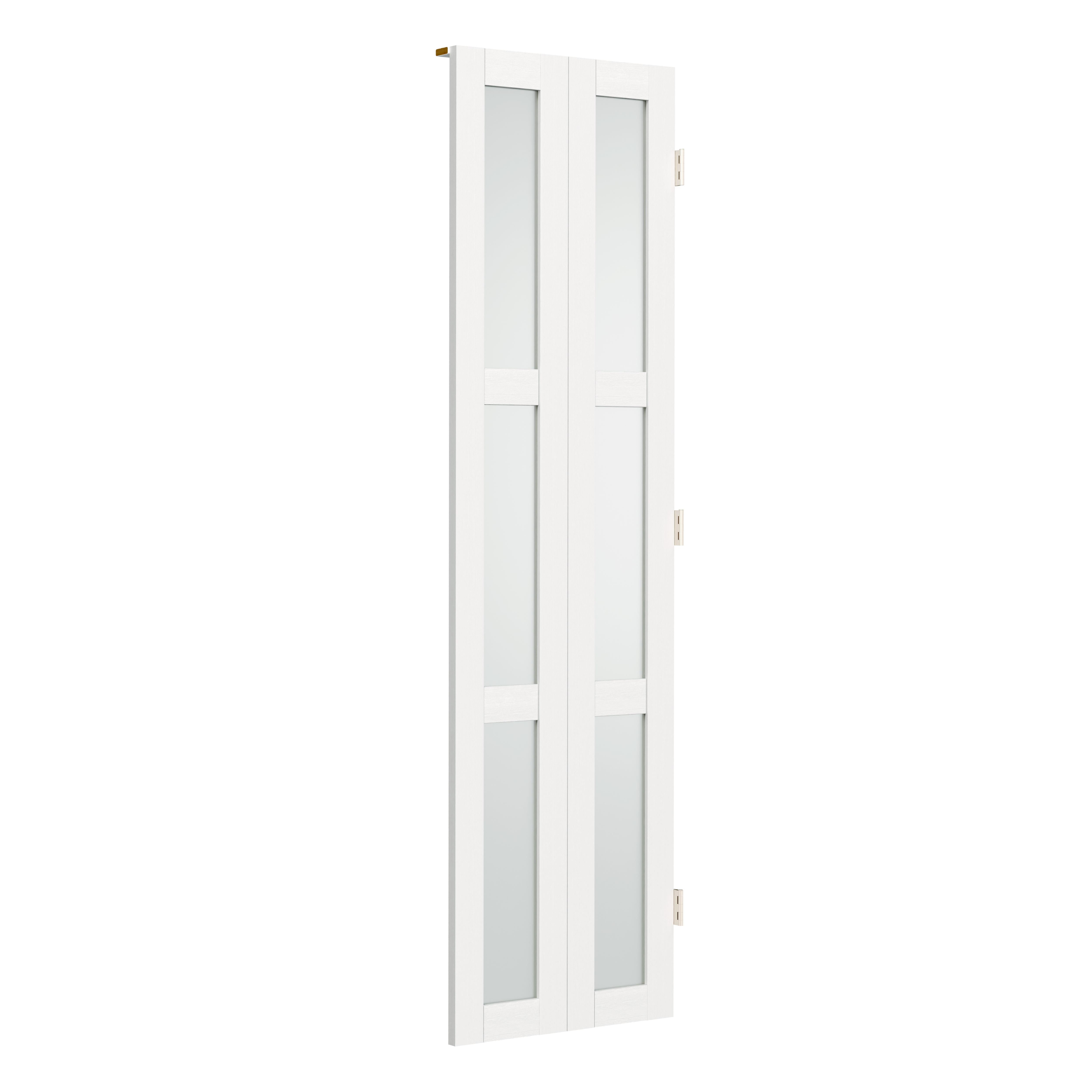 TENONER White MDF 3-Lite Frosted Glass 180-Bi-Fold Door for Closet, Laundry Room, Bathroom - Privacy Protection and Space-Saving with Hardware Kits