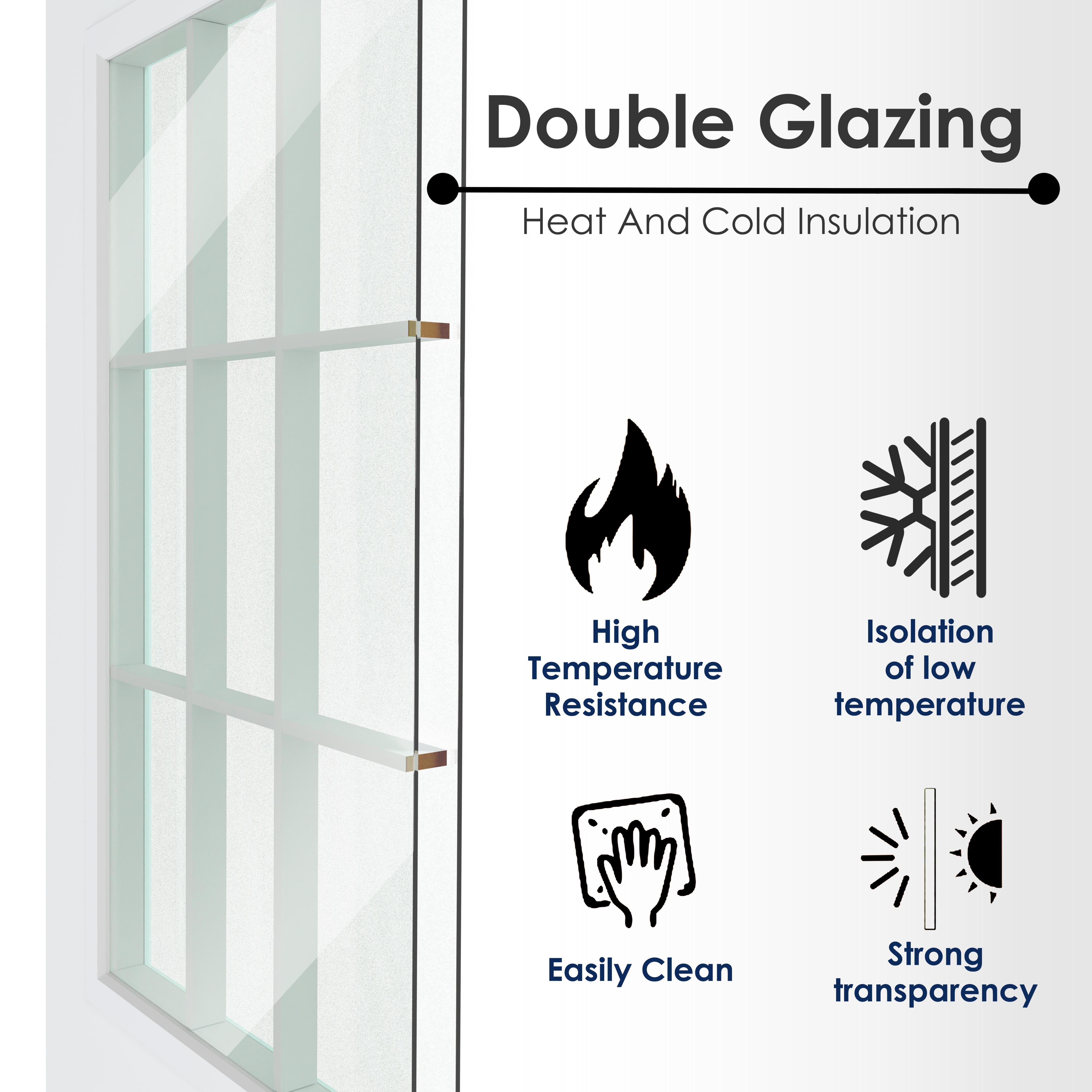 TENONER White Primed 1-Lite Silk-Screened Glass Universal Exterior Door Slab without Large Pet Door – Ideal for Entrance, Easy to install, No Hinges or Handles Included