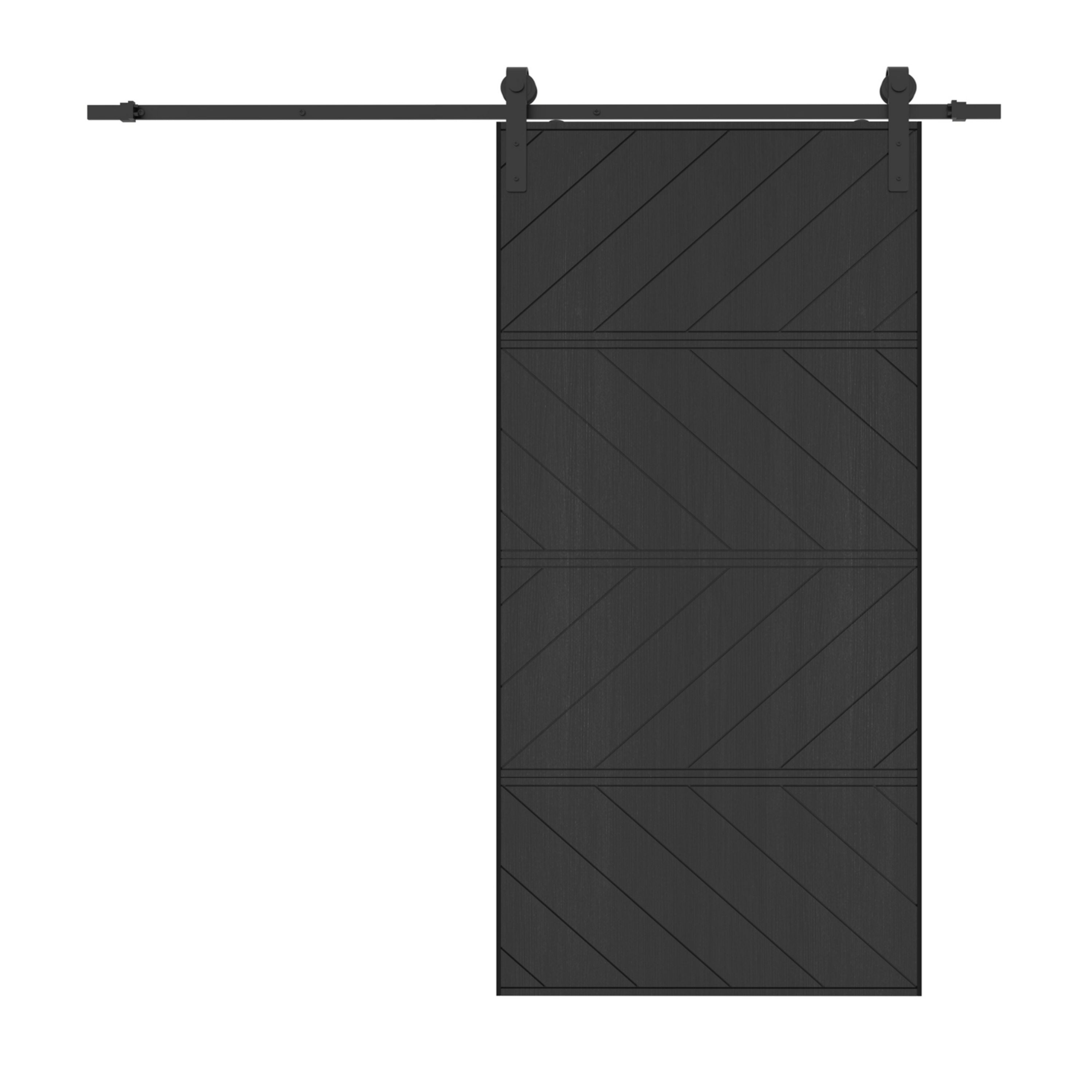 TENONER Black Diagonal Stripes MDF 4 Panel Single/Double Sliding Barn Door for Living Rooms, Bedrooms, Laundry – Waterproof, Privacy Protection with Barn Door Hardware Kits