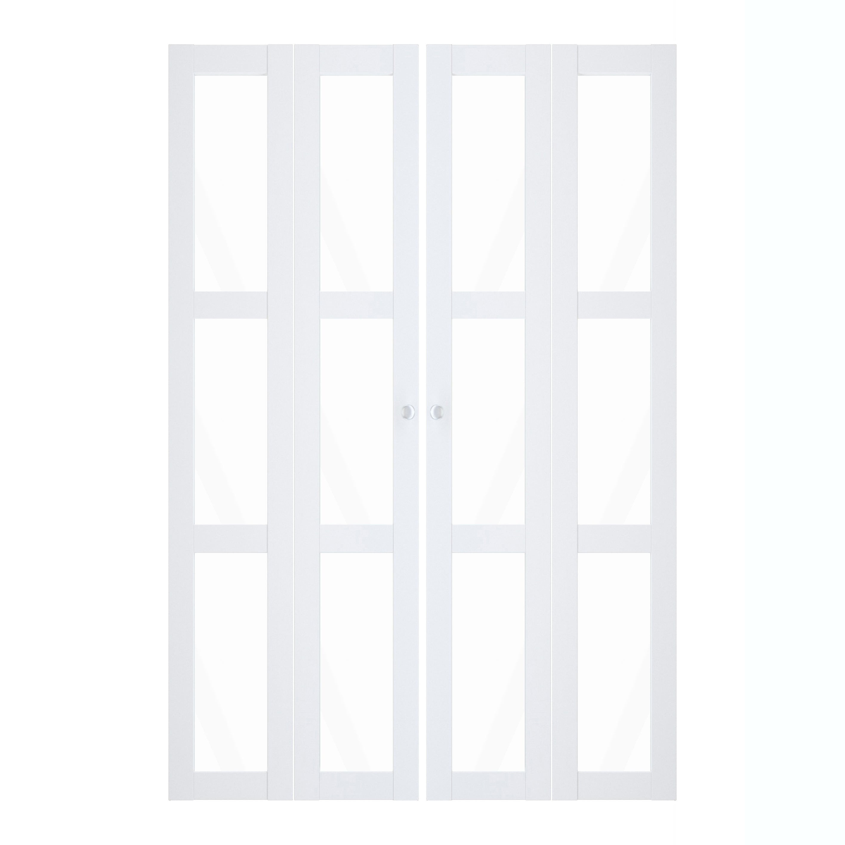 TENONER White MDF 3-Lite Clear Glass Bi-Fold Door for Closet, Laundry Room, Bathroom - Light Enhancing and Space-Saving with Hardware Kits