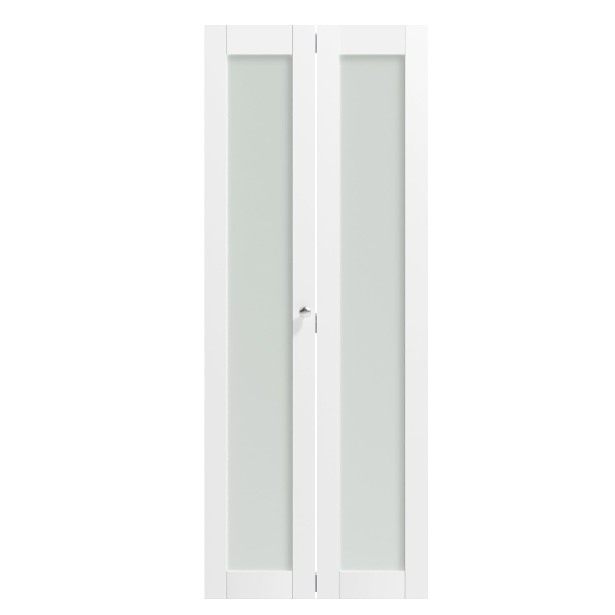 TENONER White MDF 1-Lite Frosted Glass Bi-Fold Door for Closet, Bathroom, Bedroom - Privacy Protection , Water-Resistant with Hardware Kits