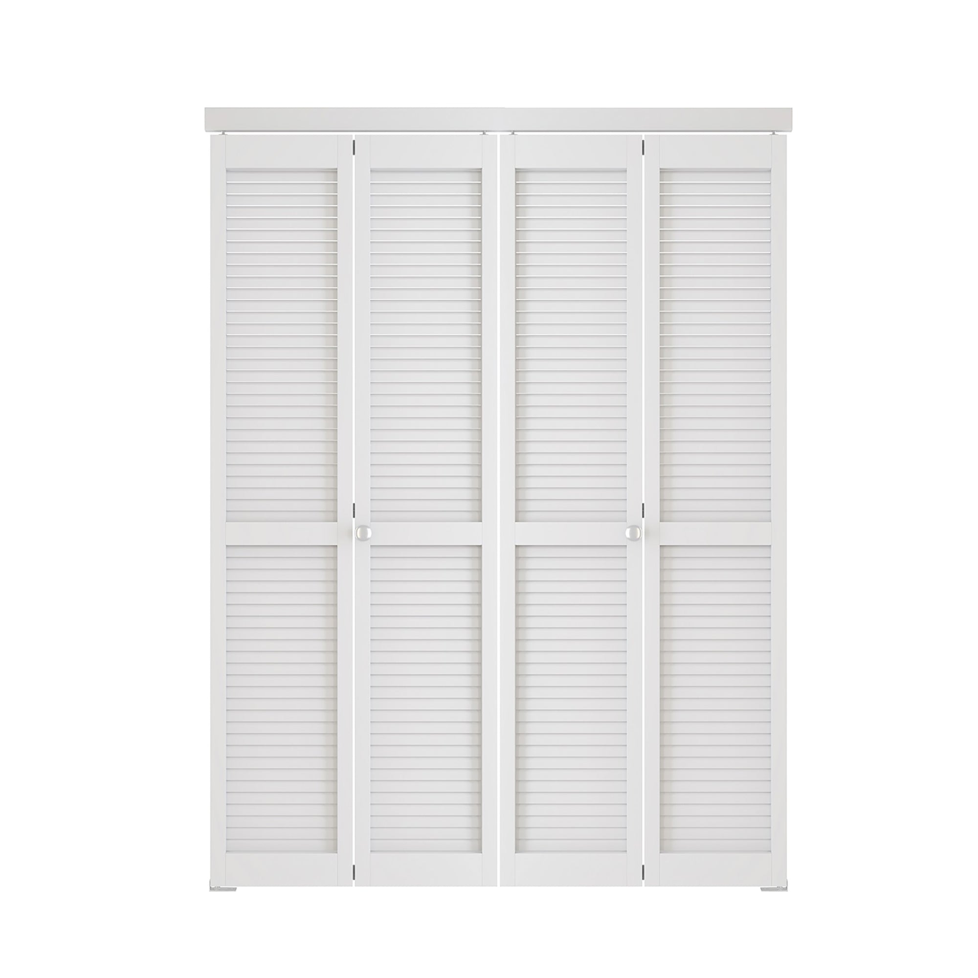 TENONER White MDF Louvered Bi-Fold Interior Door for Closet, Pantry, Laundry Room - Ventilation-Friendly, Space-Saving with Hardware Kits