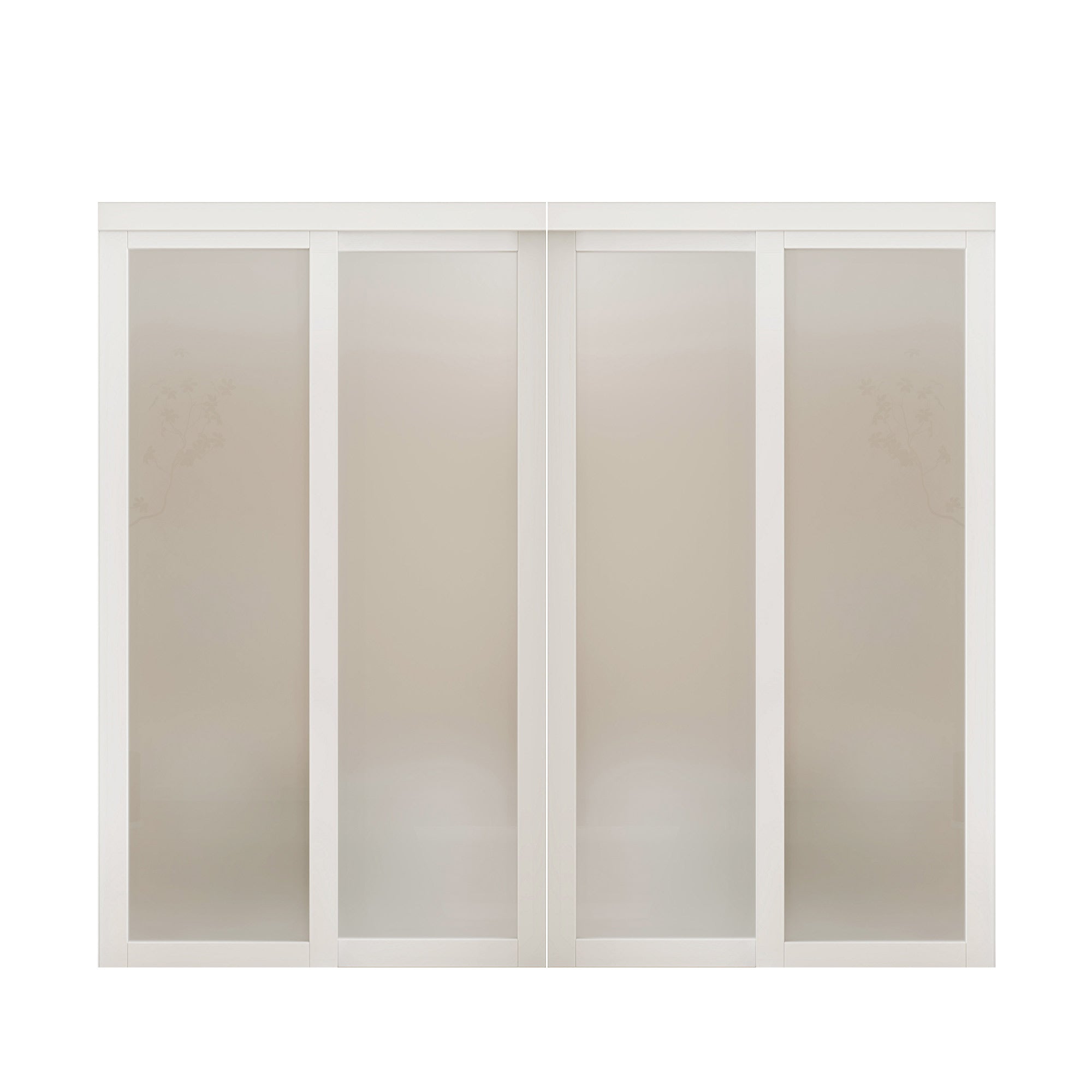 TENONER White MDF 1-Lite Frosted Glass Single/Double Sliding Closet Door for Bedroom, Closet, and Pantry - Space-Saving, Privacy Enhancing with Hardware Track Kit & Floor Guide