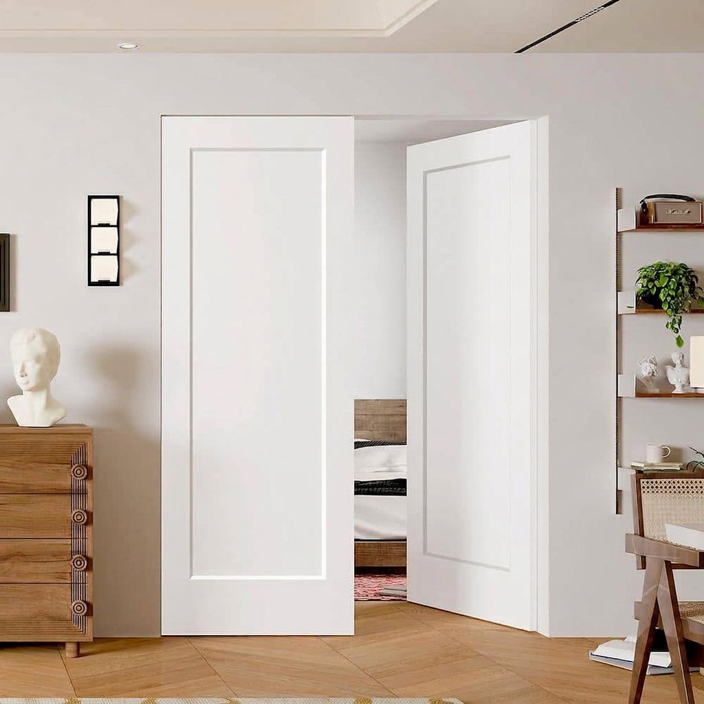 TENONER White Primed 1-Panel Hollow Interior Door for Pantry, Closet, Easy to Install, Stain Resistant