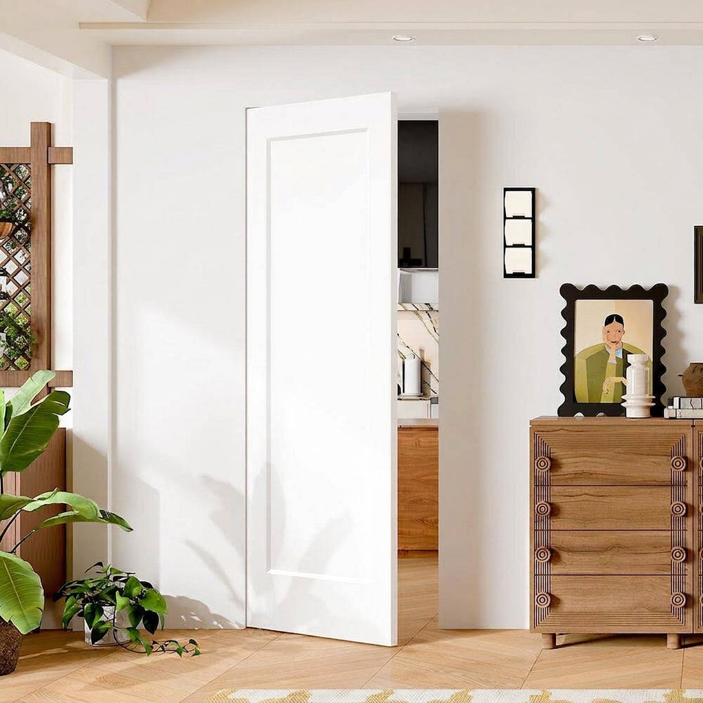 TENONER White Primed 1-Panel Hollow Interior Door for Pantry, Closet, Easy to Install, Stain Resistant