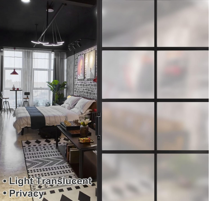 TENONER Black MDF 10-Lite Frosted Glass and Metal Sliding Barn Doors for Living Rooms, Bedrooms, Kitchen – Easy Installation, DIY with Barn Door Hardware Kits