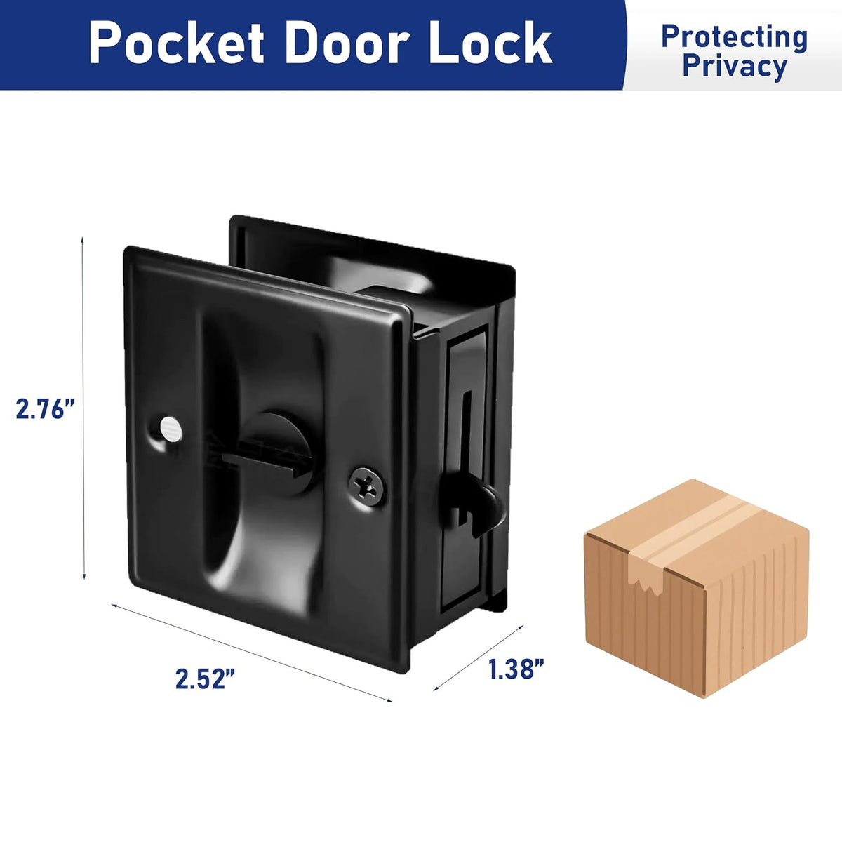 Black / Silver Pocket Door Lock - Easy Installation