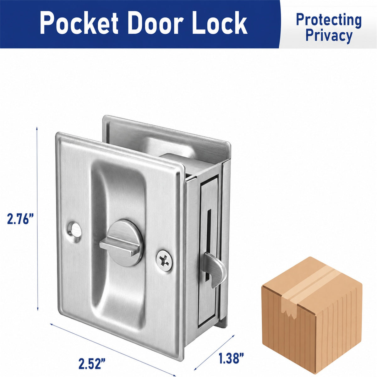 Black / Silver Pocket Door Lock - Easy Installation