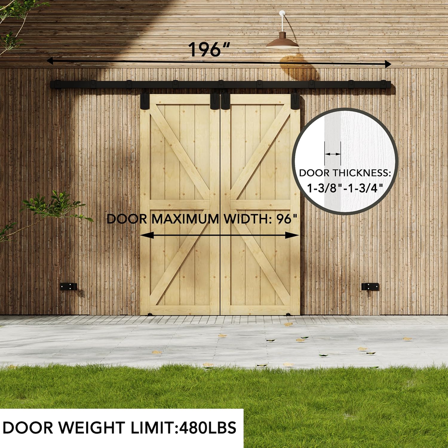 TENONER Black Exterior Barn Door Hardware Kit for Indoor and Exterior Doors