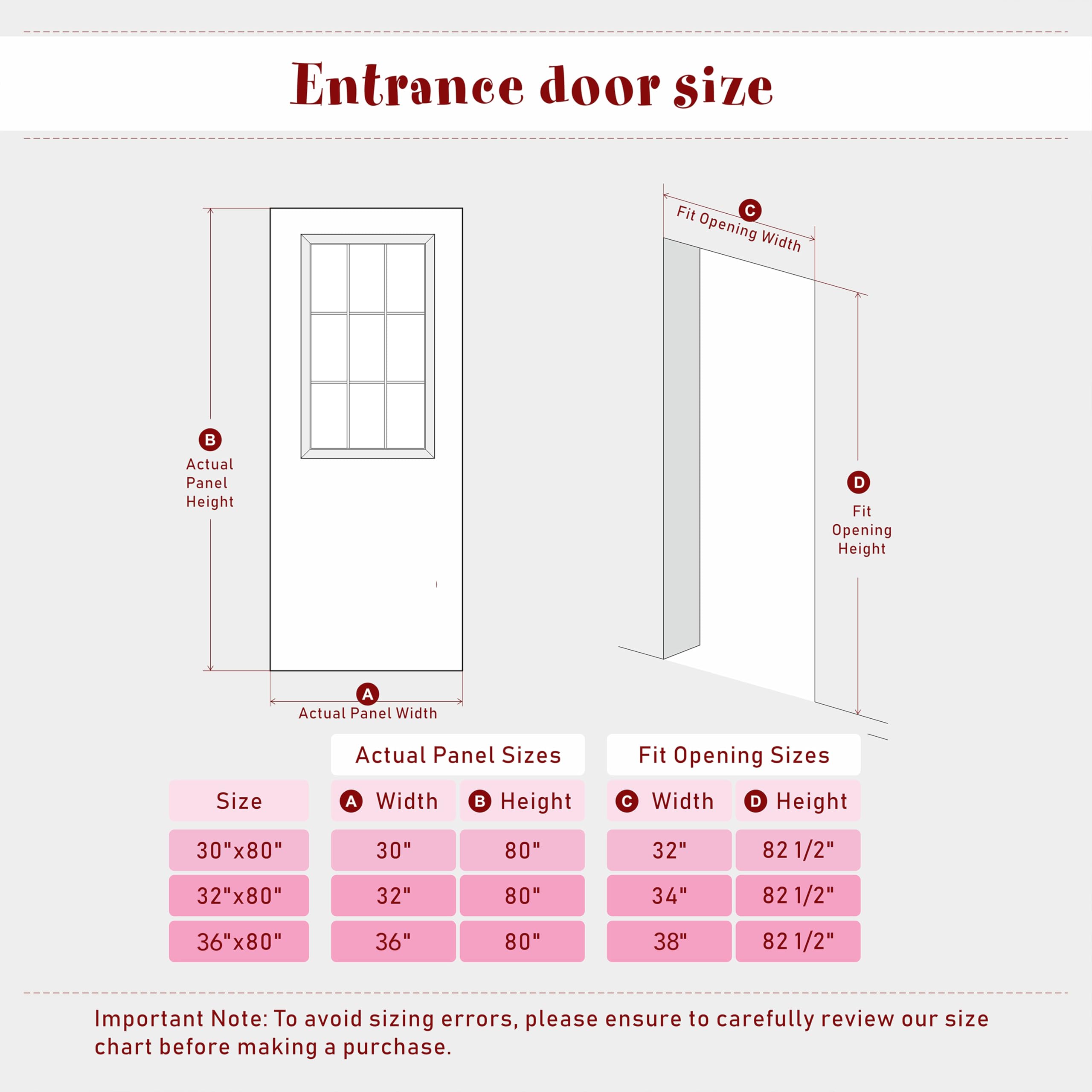 TENONER 6-Panel Clear Glass Solid Wood & MDF Waterproof Primed Exterior Doors