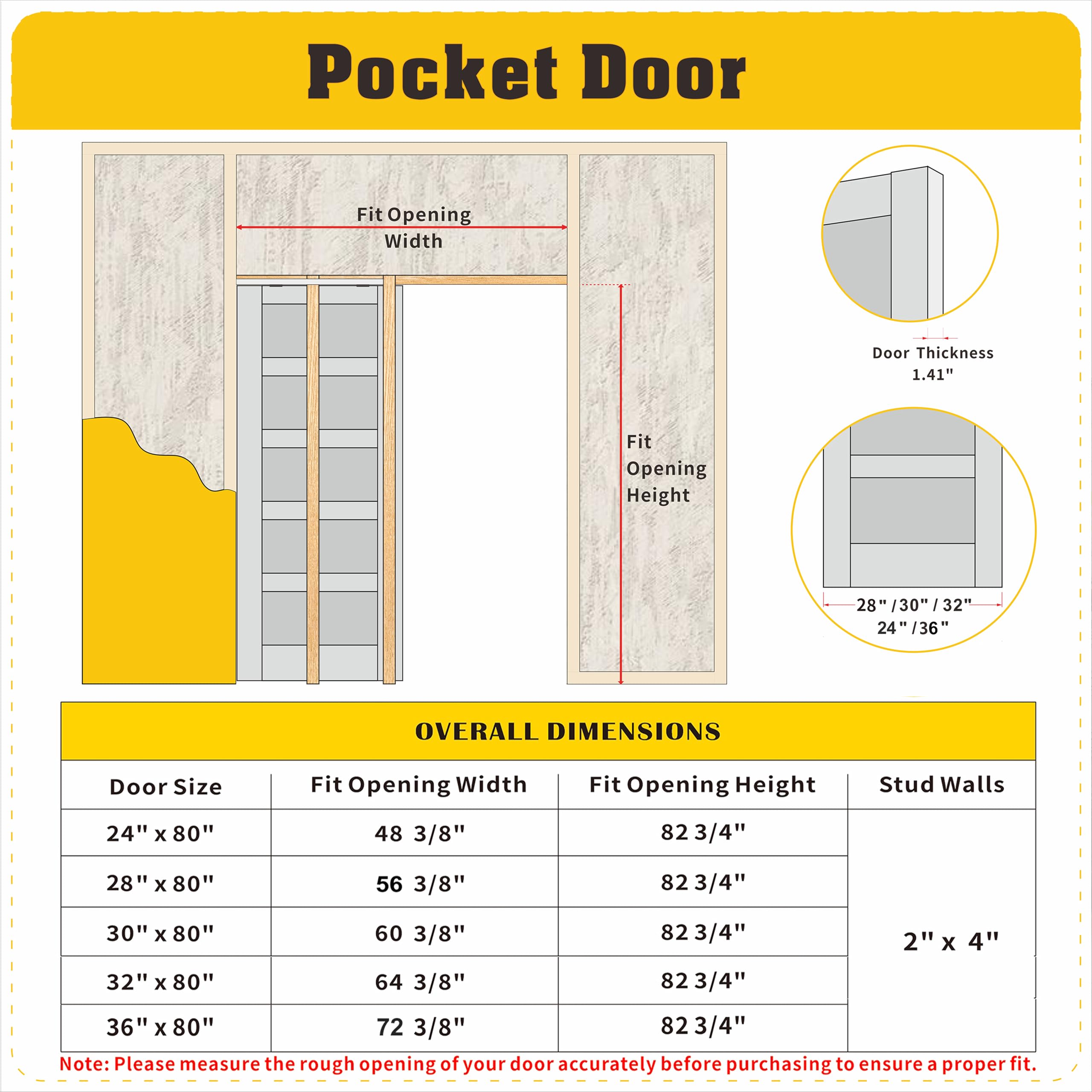 TENONER Black 5-Lite Tempered Frosted Glass Interior Pocket Door with Hardware