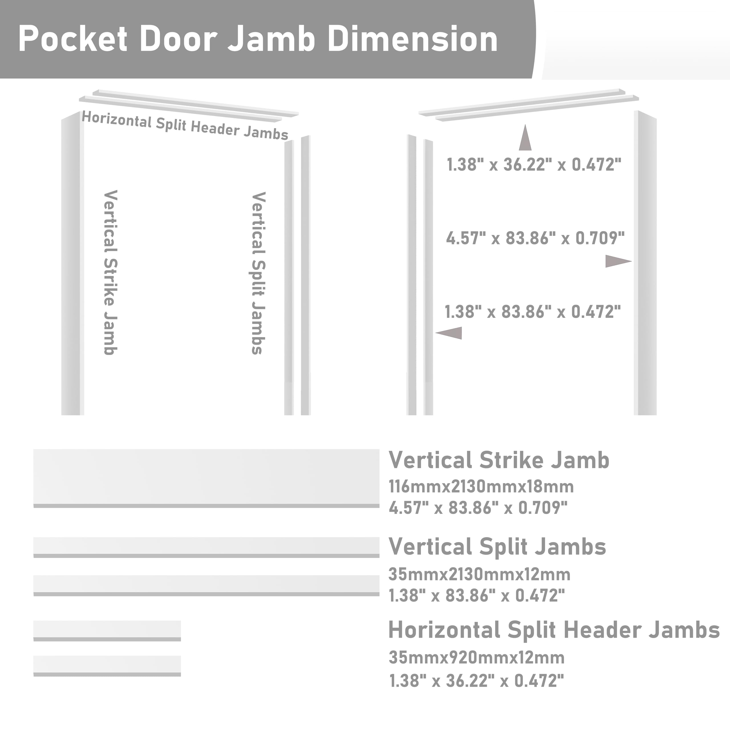 TENONER Black 5-Lite Tempered Frosted Glass Interior Pocket Door with Hardware