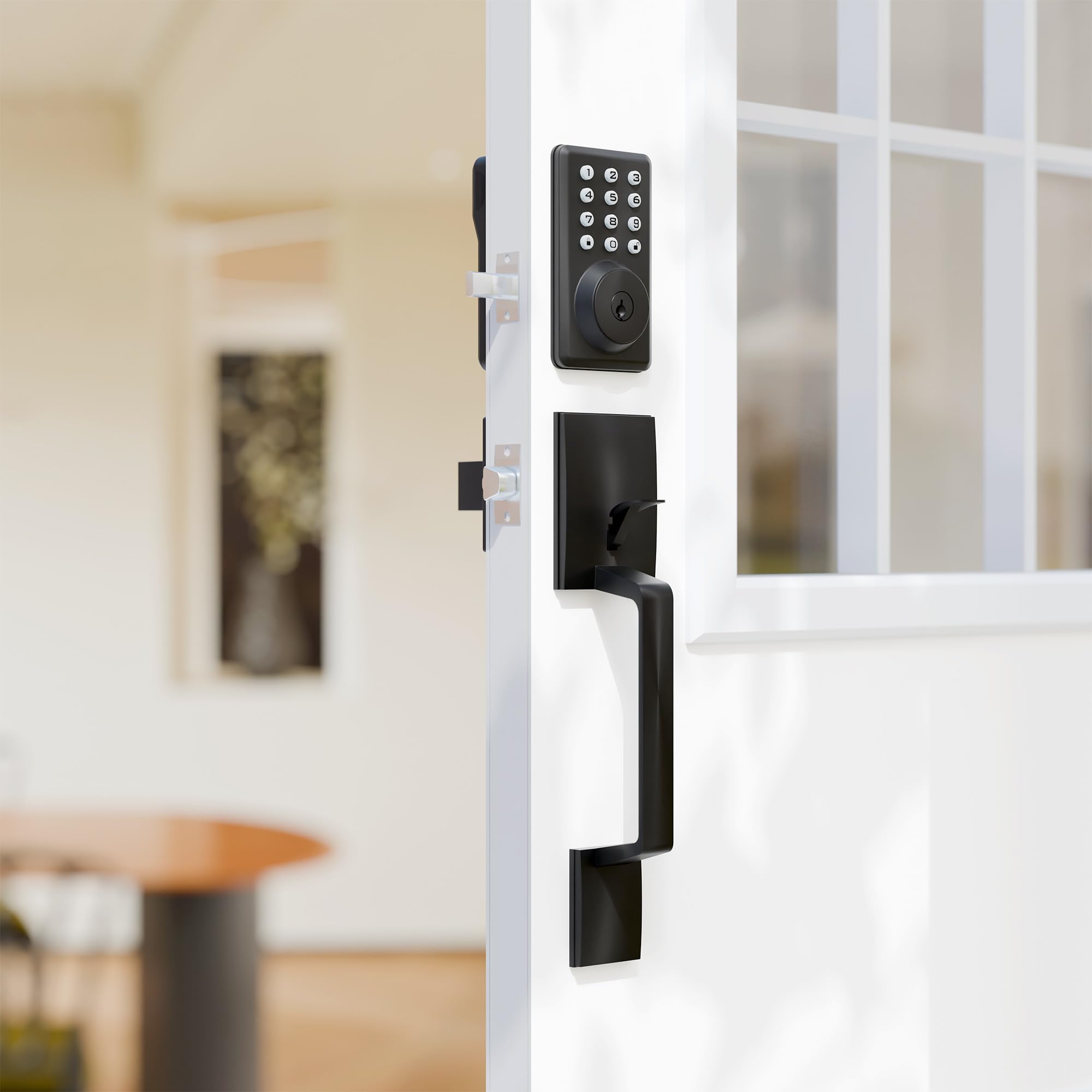 TENONER Black Combination Lock with Handle for Outdoor Doors