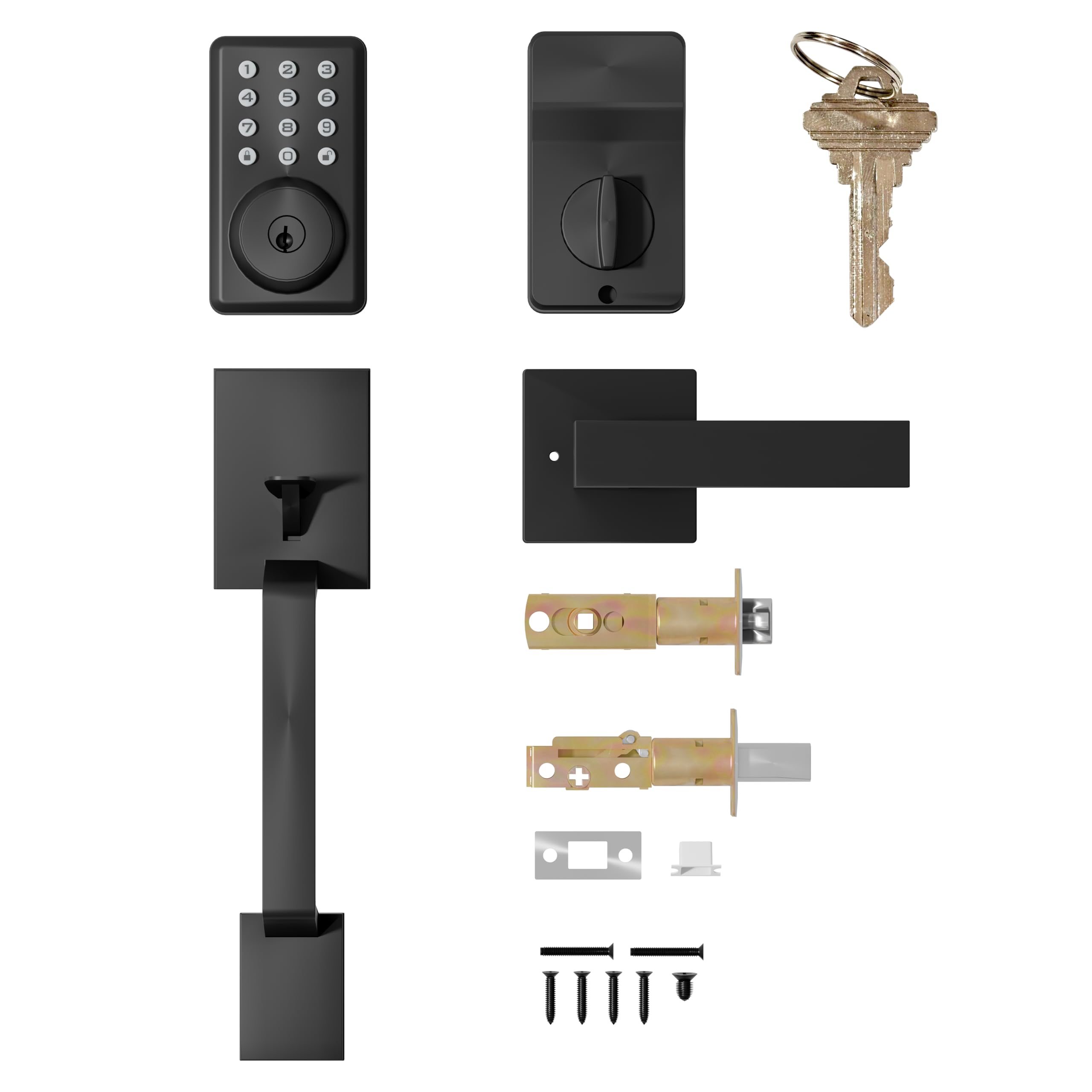 TENONER Black Combination Lock with Handle for Outdoor Doors
