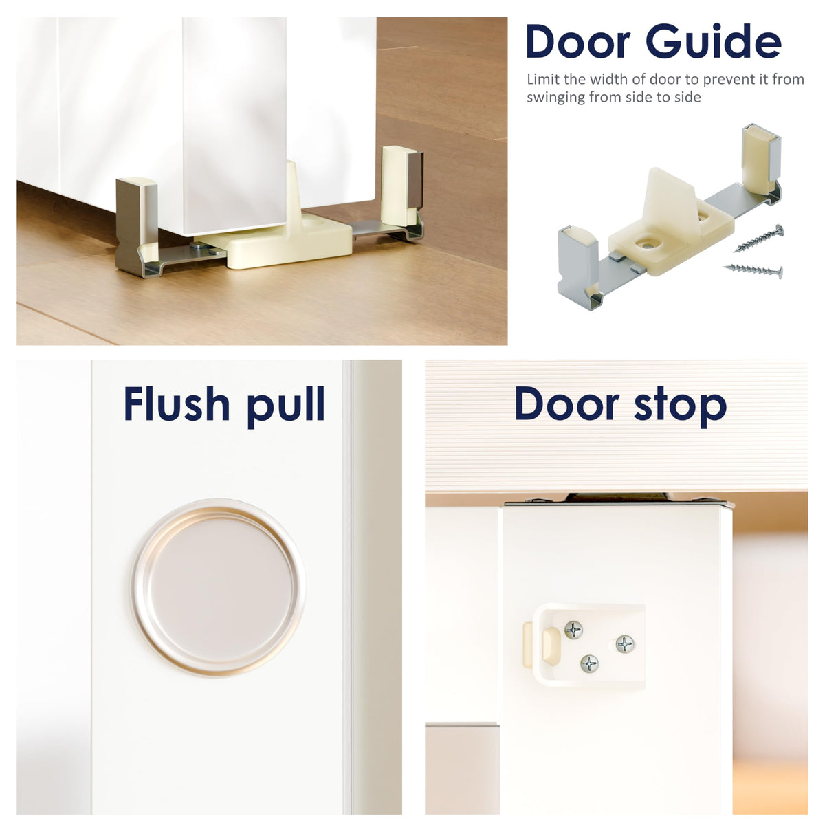 TENONER Silver Aluminum Sliding Bypass Closet Door Hardware Kit
